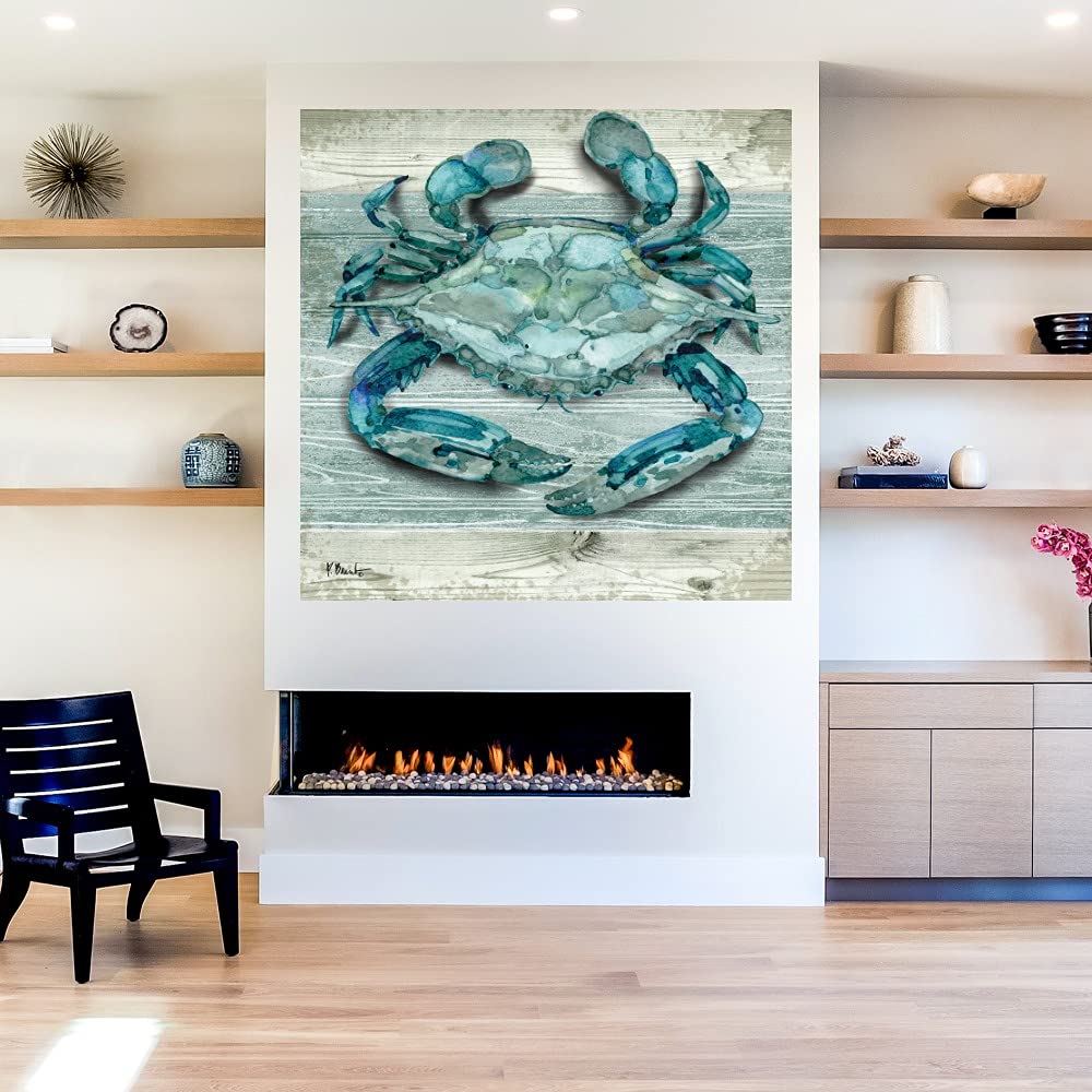 Paul Brent Northpoint Crab Fine Art Canvas Wall Decor - 22x22 Inch Ready to Hang - Perfect for Living Room, Bedroom, Bathroom, Kitchen, Office, Bar & Dining Room - Coastal & Nautical Home Decor