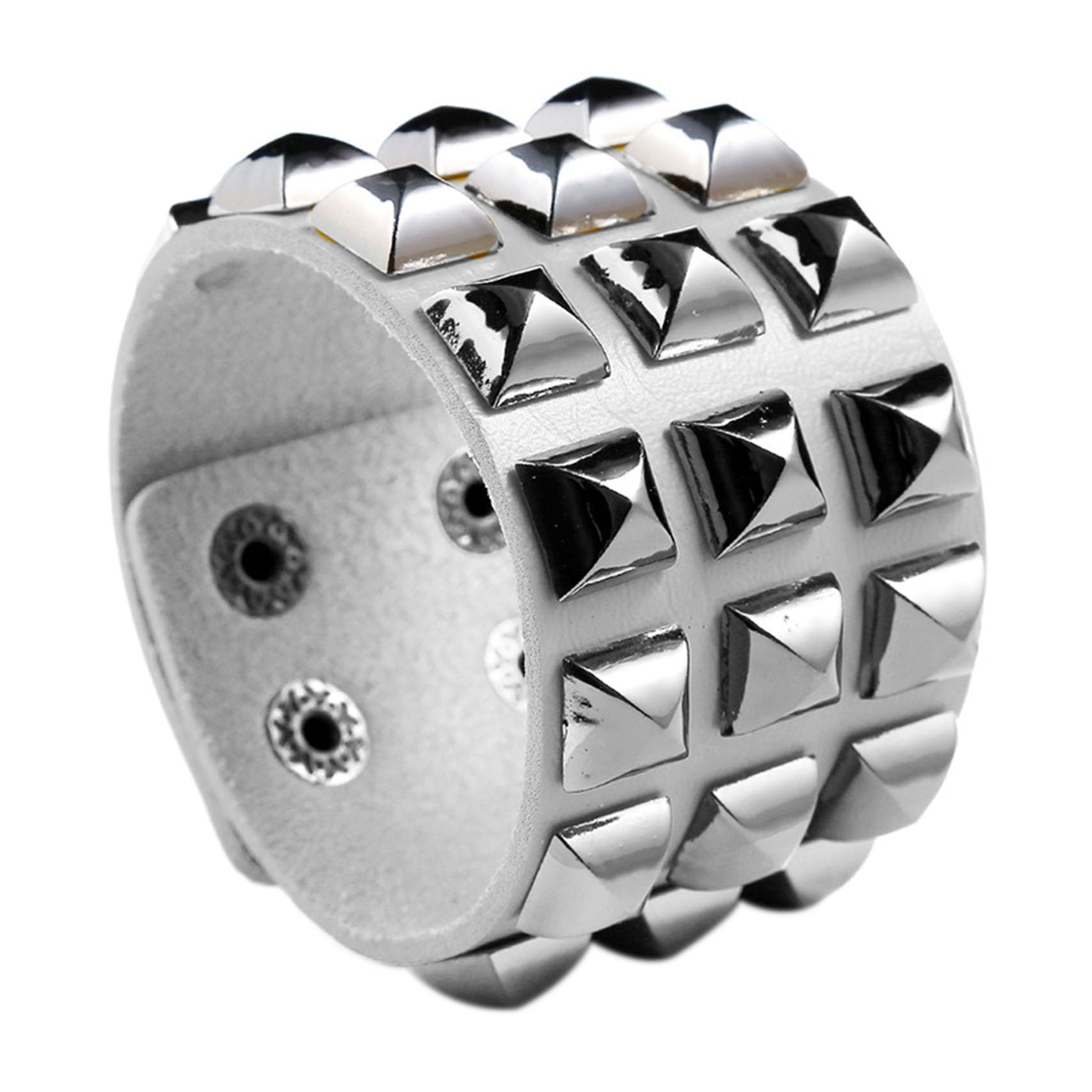 Punk Rock Pyramid Rivet Studded Wristband - Wide PU Leather Arm Cuff Bracelet for Women - Gothic Fashion Accessory for Concerts, Festivals & Punk Style Outfits
