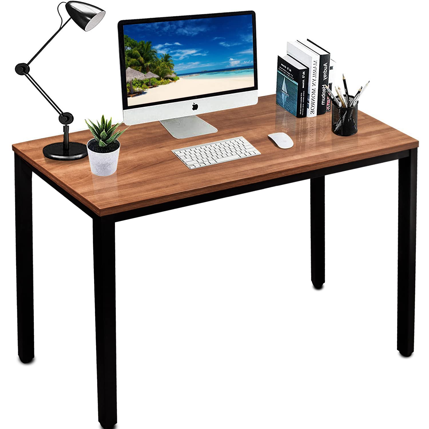 Boardbest 30x60 Inches Modern Simple Style Computer Desk - Sturdy Writing Workstation for Home Office, Dining Table & Meeting Desk in Walnut Finish | Perfect for Small Spaces, Remote Work & Study Areas