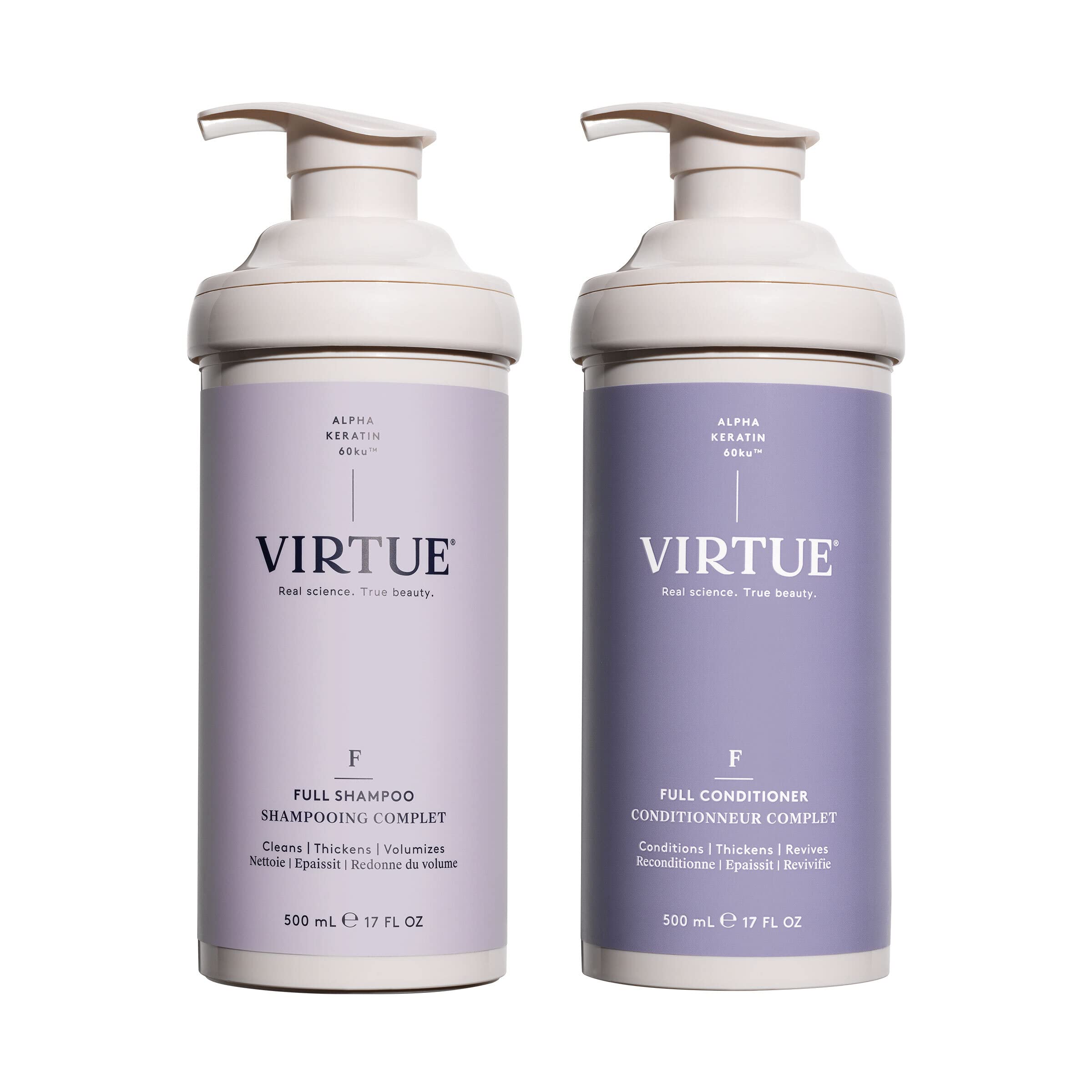 Virtue Full Sulfate Free Volumizing Shampoo & Conditioner Set - Thickens Hair, Safe for All Hair Types & Color Treated Hair - Perfect for Daily Use & Salon-Quality Results at Home