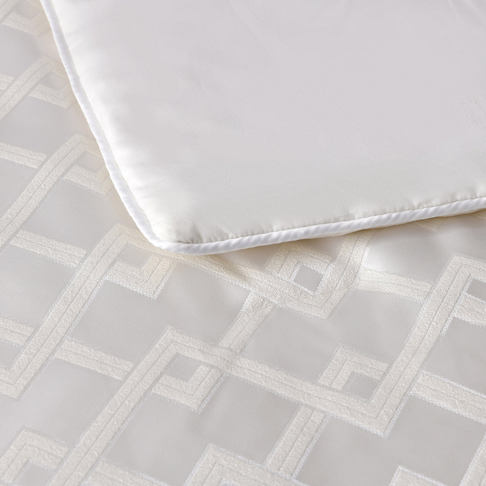 Firenze Pearl White 6-Piece Comforter Set | Super King Size Bedding | Luxury Soft Microfiber Duvet Cover with Pillowcases | Perfect for Master Bedroom, Guest Room & Hotel Decor