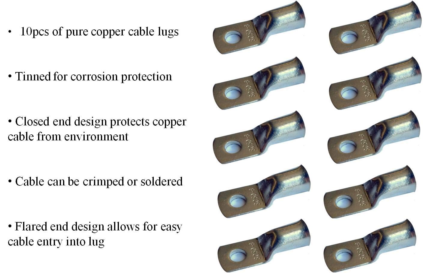 WNI 4 AWG 50ft Red Pure Copper Ultra Flexible Battery Welding Cable Kit - Includes 5pcs 5/16