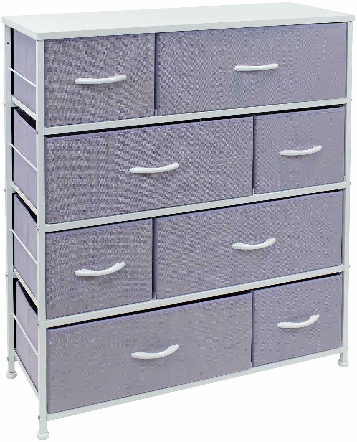 8-Drawer Nightstand Chest Dresser for Bedroom & Office - Purple Storage Cabinet with Organizer | Perfect for Bedside Storage, Closet Organization & Small Space Furniture