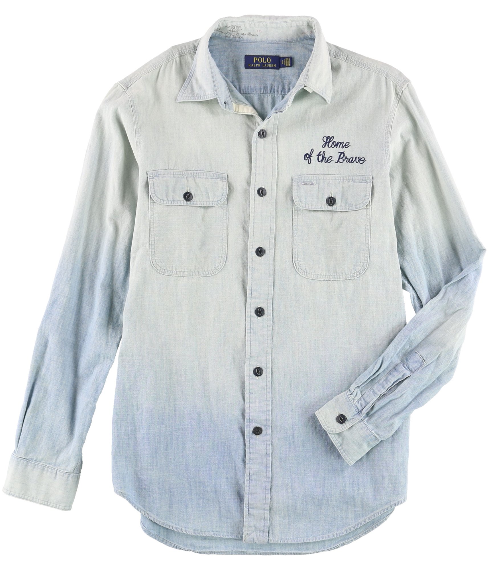 Ralph Lauren Men's USA Button-Up Shirt - Classic Indigo Blue Casual Dress Shirt for Business, Office & Formal Occasions
