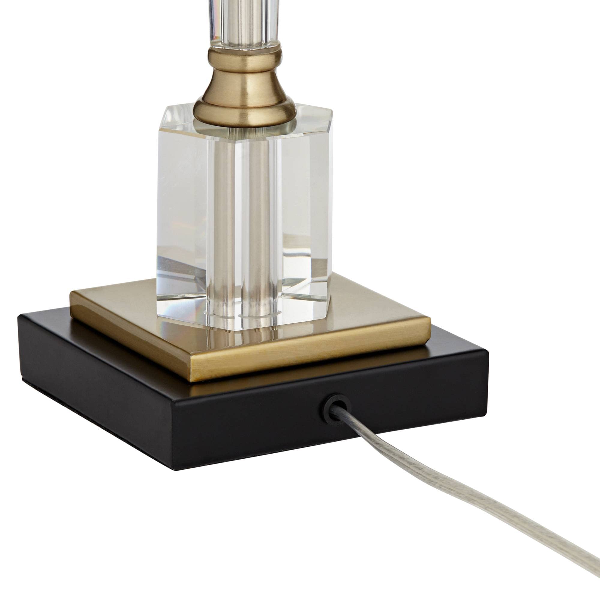 Vienna Full Spectrum Modern Table Lamps - Set of 2 Clear Crystal Glass Hexagonal Column Lamps with White Drum Shade, 38.5