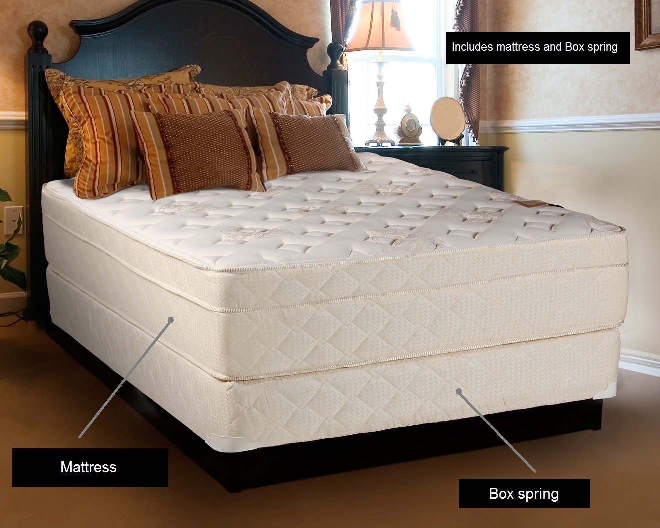 Orthopedic Full Size Mattress Set - Spine Support for Back Pain Relief, Home & Guest Room Use
