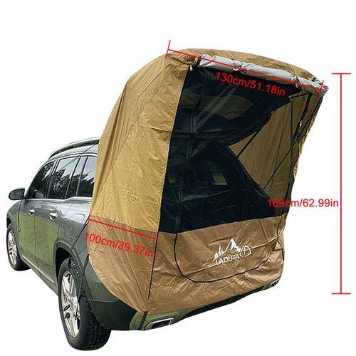 Car Trunk Tent for SUV - Waterproof & UV Protection Camping Awning Sunshade - Perfect for Outdoor Adventures, Road Trips, and Picnics (Brown)