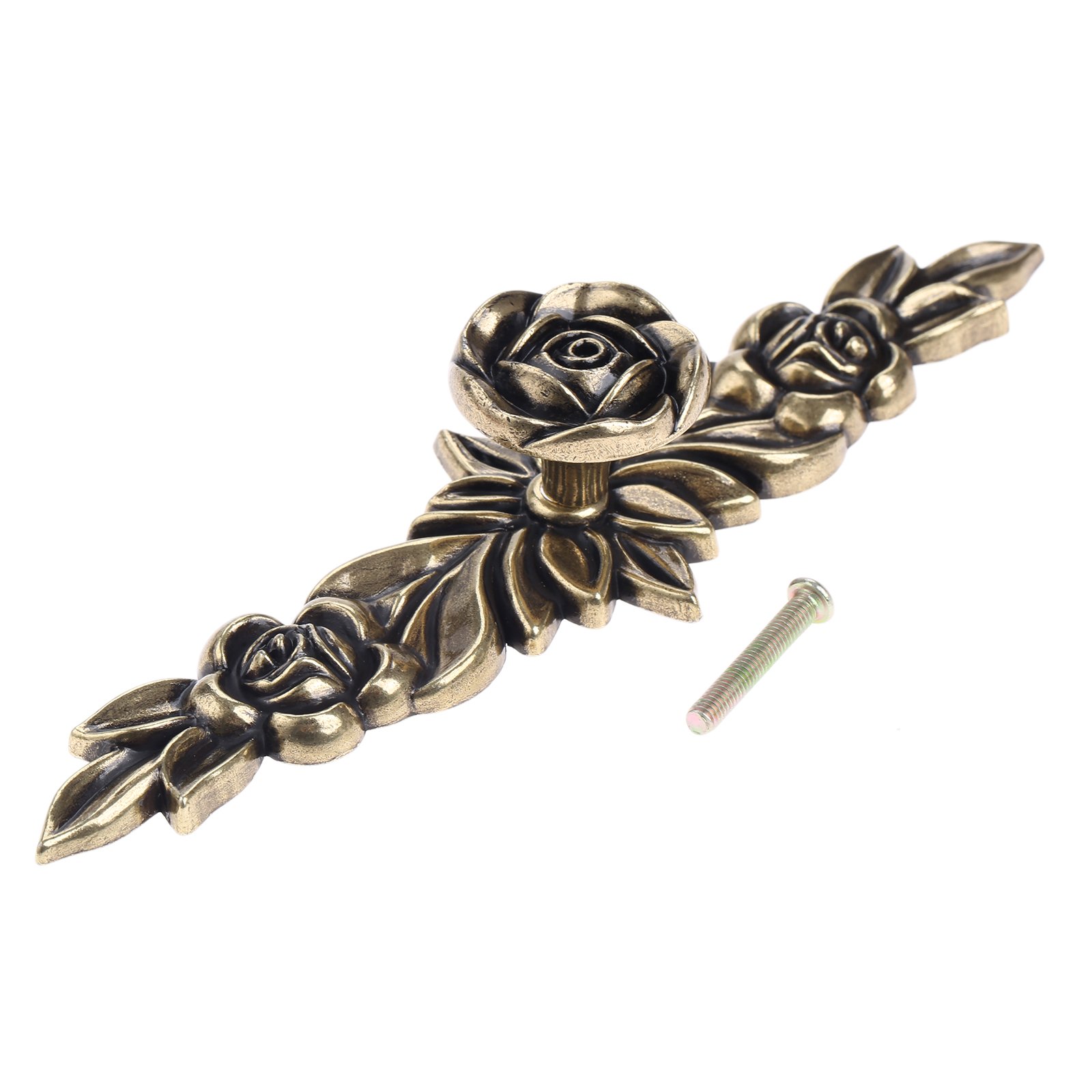 Vintage Bronze Flower Cabinet Handles - European Style Wardrobe & Drawer Knobs Kit (1pc, 170mm) - Perfect for Classic Furniture, Antique Dressers & Cabinet Door Pulls