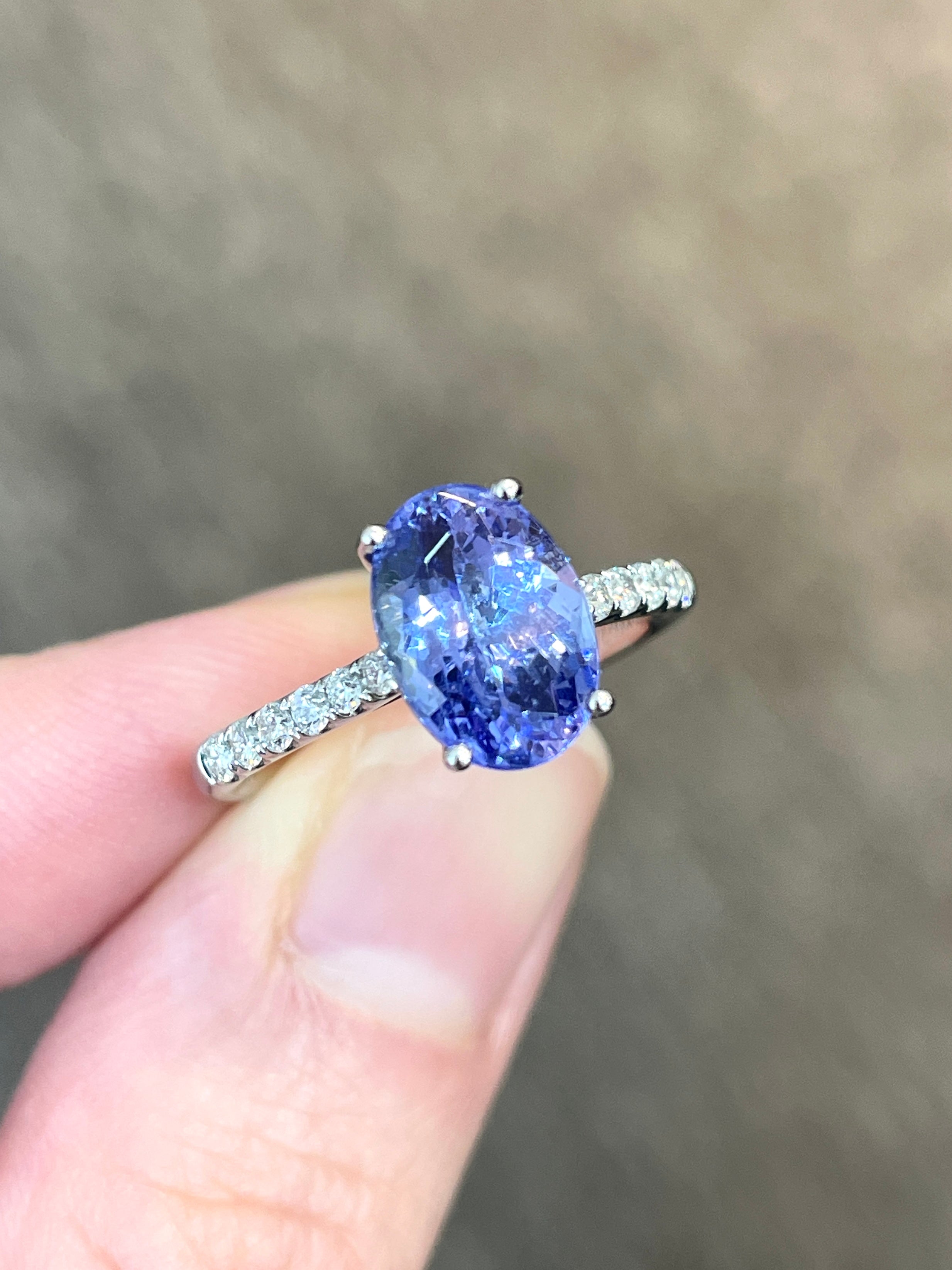 2.50ct Natural Tanzanite Ring for Women - Genuine Blue Violet Gemstone Jewelry for Engagement, Wedding & Special Occasions