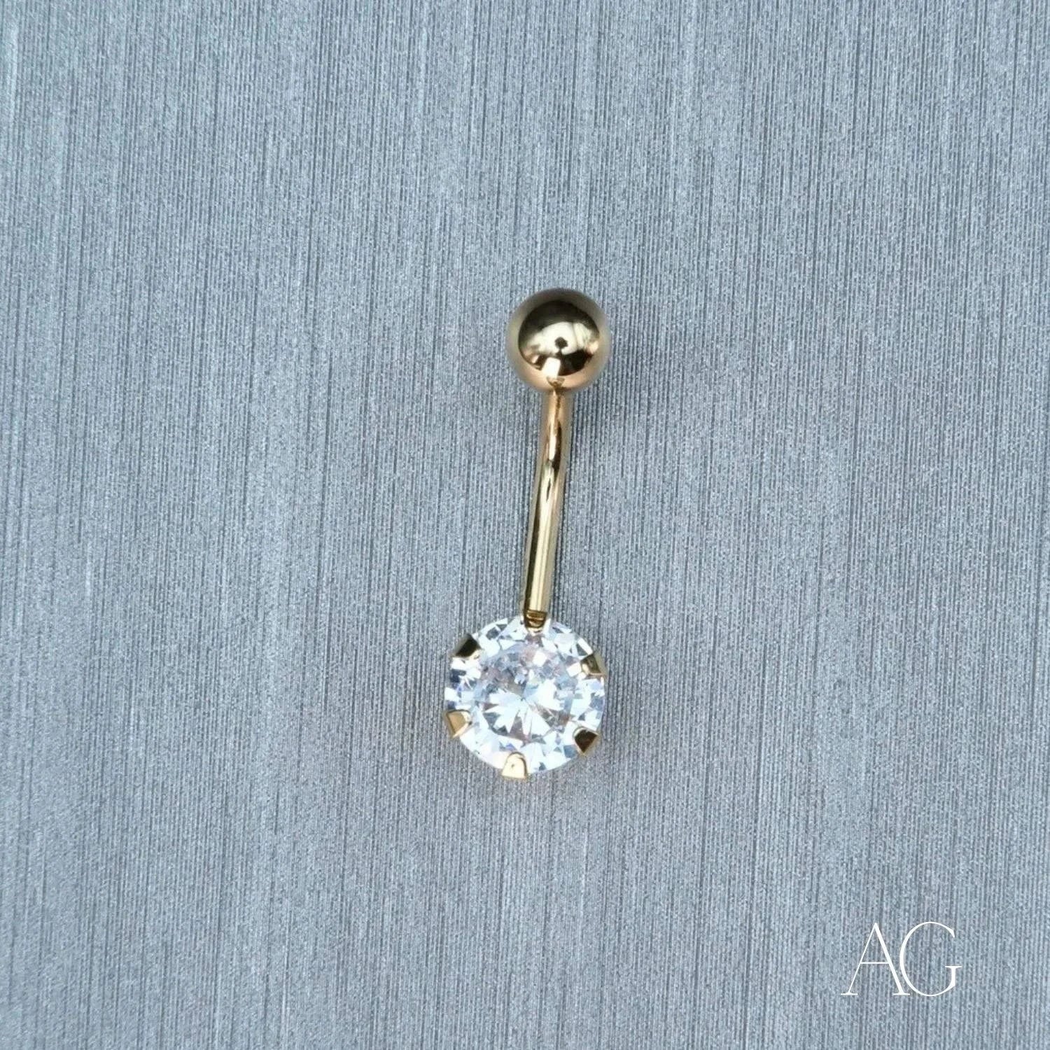Elegant 18k Gold Belly Button Ring with Cubic Zirconia - Perfect for Navel Piercing Jewelry, Belly Chain Accessories & Summer Beach Fashion
