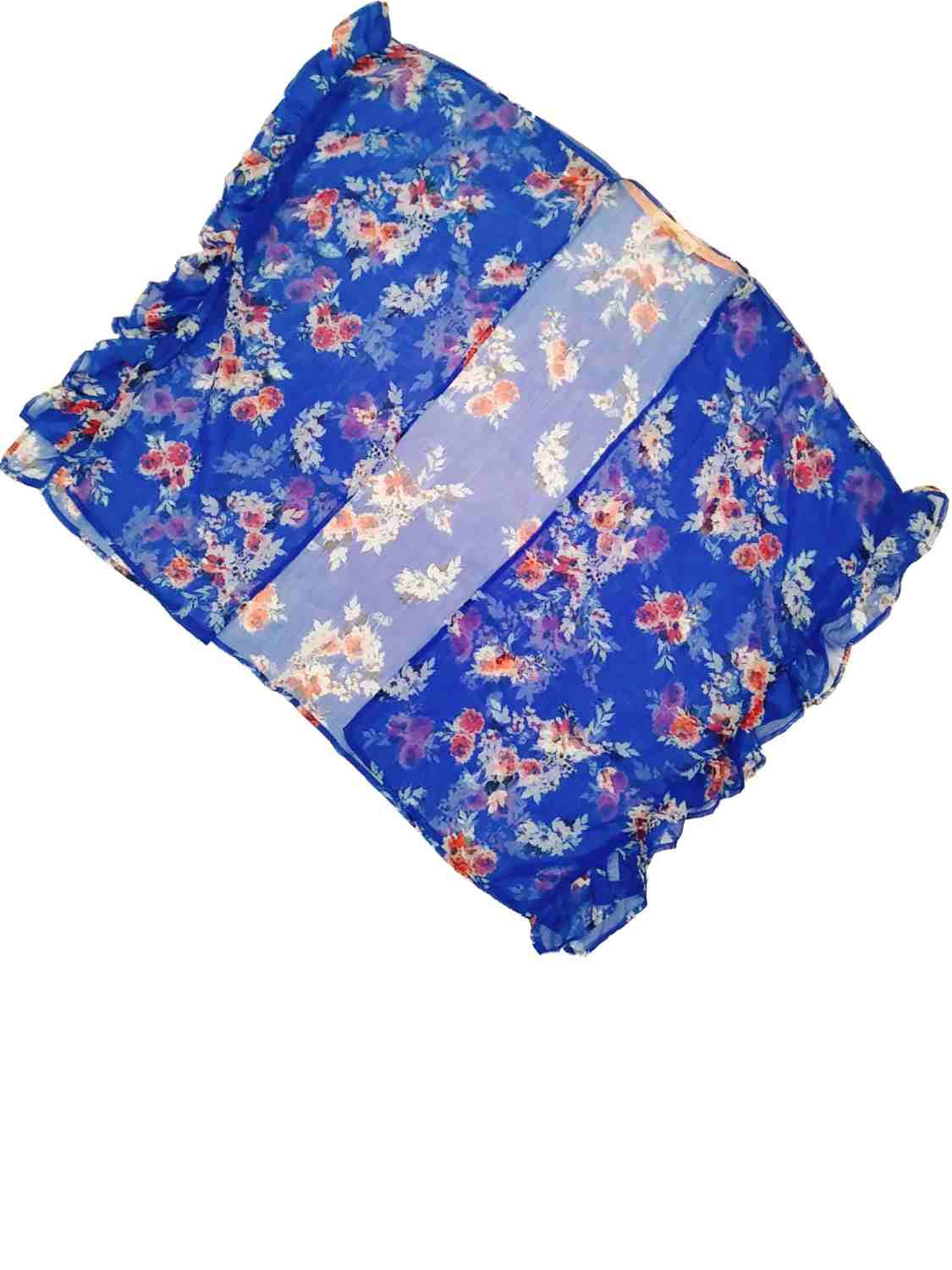 Women's Floral Swim Cover Up - Blue, Pink & White Opaque Beach Dress - One Size for Pool, Beach & Vacation Wear
