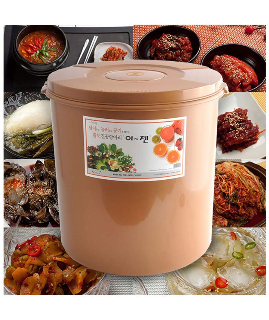 Premium Kimchi & Sauerkraut Fermentation Container with Inner Vacuum Lid - 1.3 Gallon (5L) Probiotic Fermenting Jar for Homemade Pickles, Vegetables & Healthy Gut Foods - Perfect for Kitchen, Meal Prep & DIY Fermentation Projects