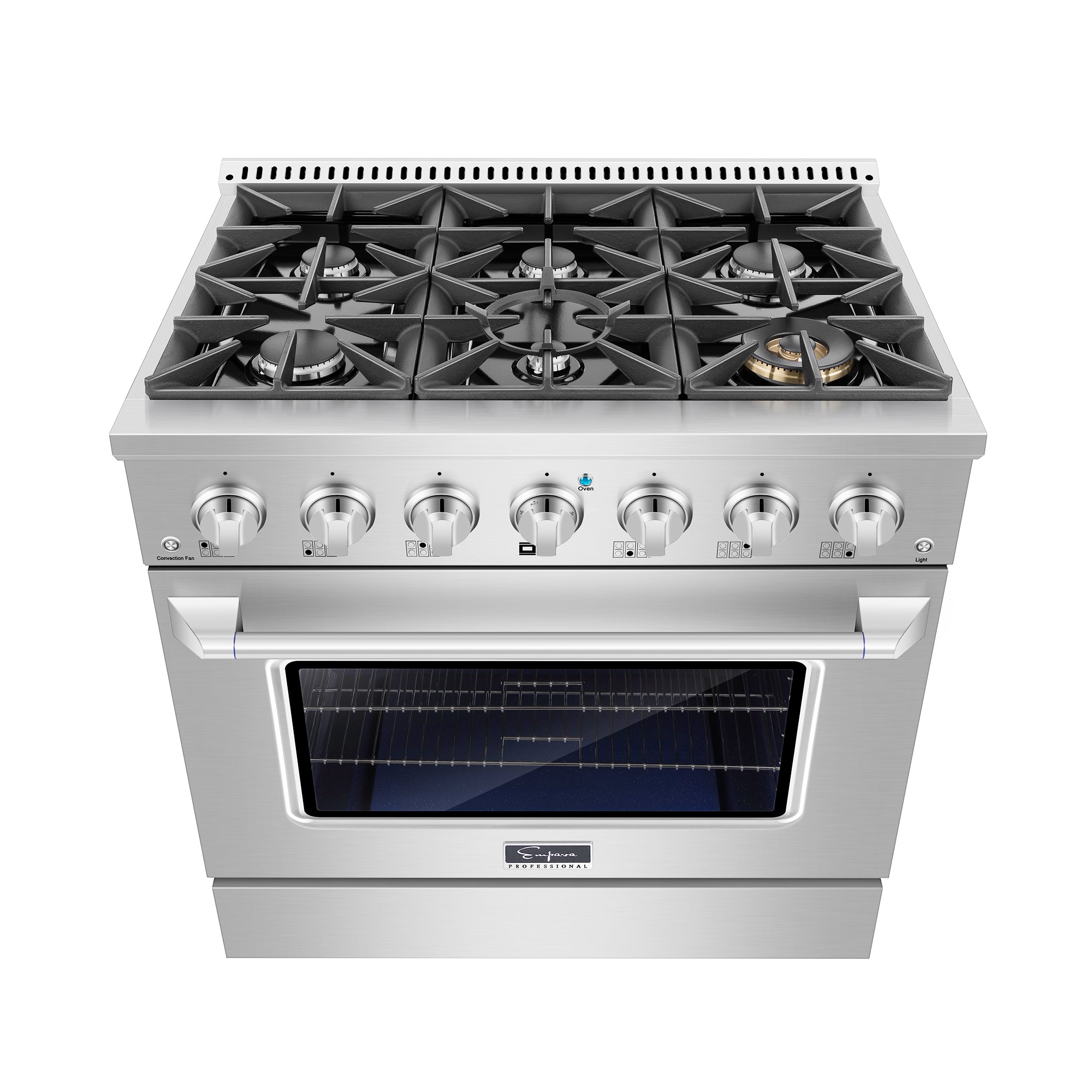 Empava 36 Inch Professional Style Freestanding Gas Range with 5 Burners - Stainless Steel (36GR08) - Perfect for Home Kitchens, Restaurants & Outdoor Cooking
