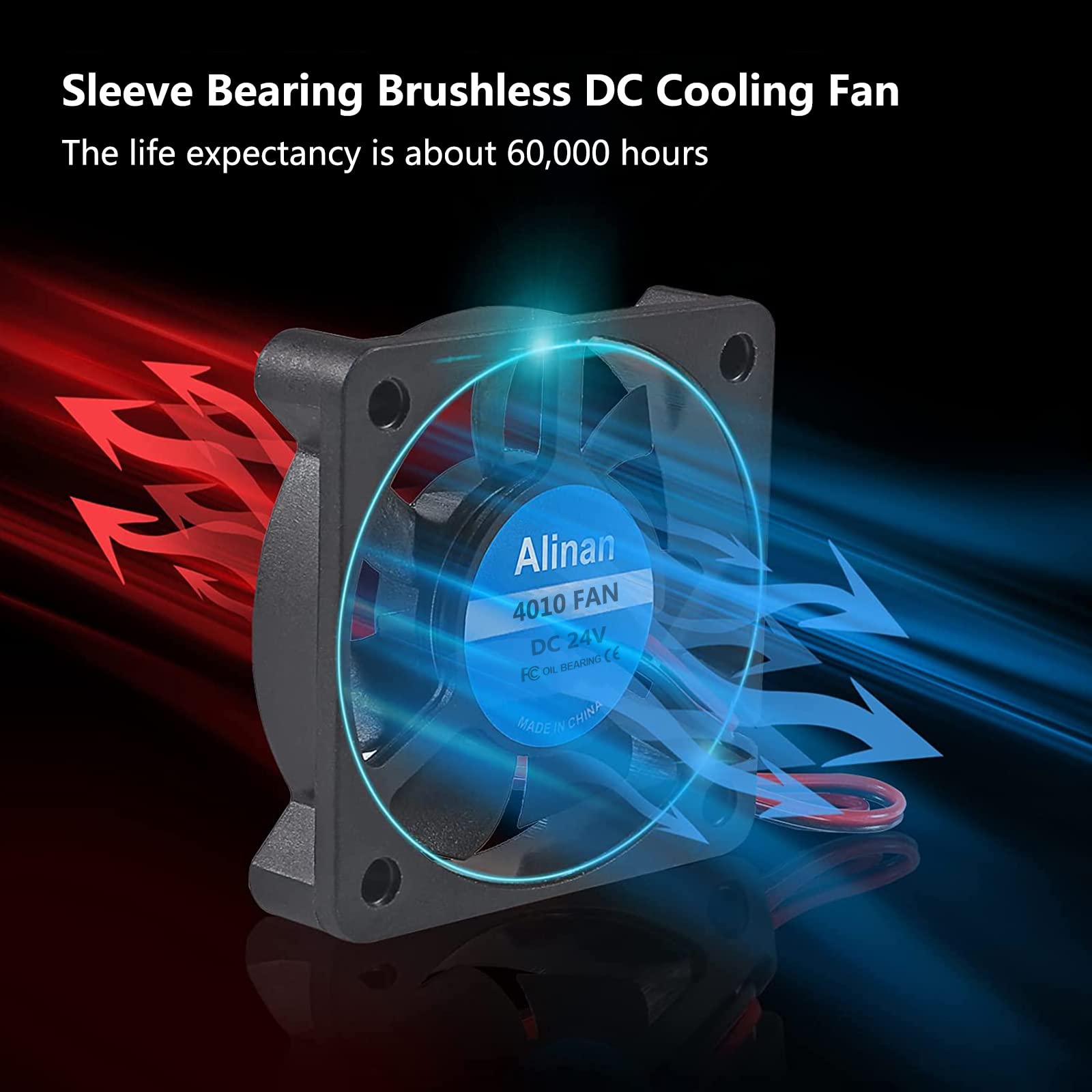 Alinan 6-Pack 4010 24V Sleeve Bearing Brushless Cooling Fan 40x40x10mm with 2-Pin Connector - High Performance Cooling for 3D Printers, Computers, Gaming PCs, and Electronics
