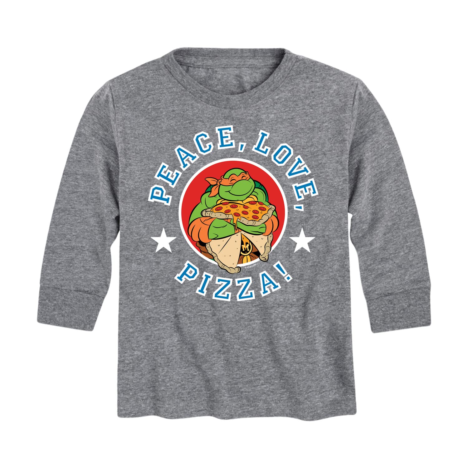 HYBRID APPAREL Teenage Mutant Ninja Turtles Peace Love Pizza Youth Long Sleeve T-Shirt - Boys Graphic Tee for Casual Wear, School, and TMNT Fan Gifts