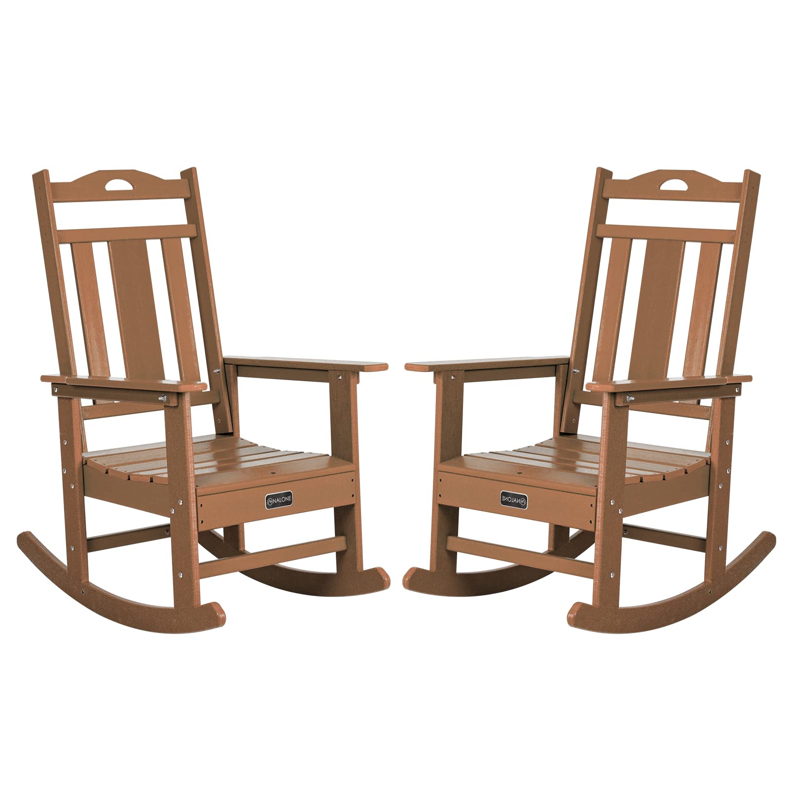 Premium Outdoor Rocking Chairs Set of 2 - Oversized All-Weather Resistant Patio Rockers for Adults - Teak Wood Garden Lawn Porch Rocking Chairs - Perfect for Backyard, Deck, Poolside & Front Porch Relaxation