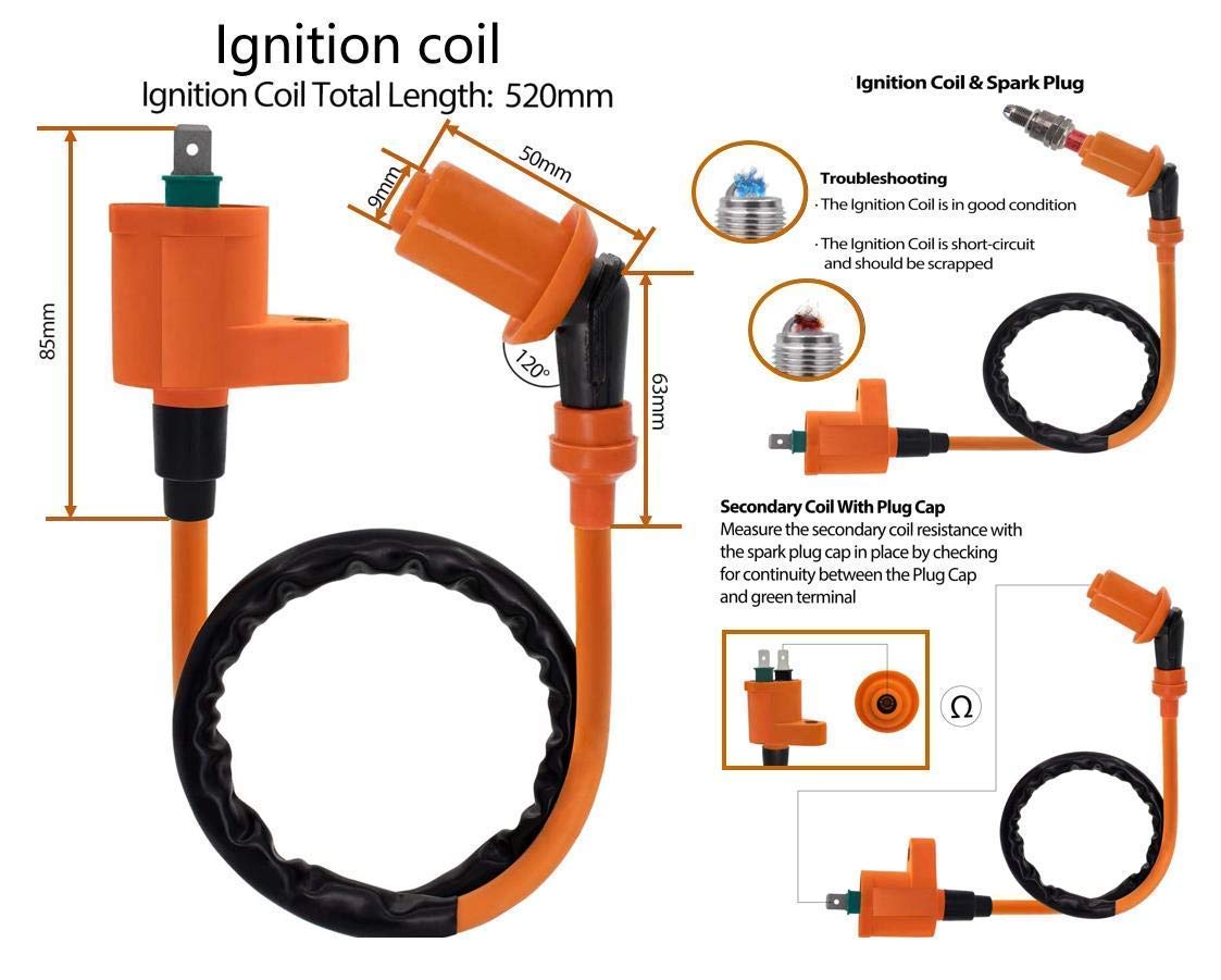 High Performance 6 Pin AC CDI Ignition Coil & Spark Plug A7TC for GY6 50cc 125cc 150cc 4-Stroke Engines - Compatible with Scooters, ATVs, Go Karts, Mopeds, Quads, Pit Bikes & Dirt Bikes | Durable Replacement Part for Smooth Acceleration & Reliable Starts