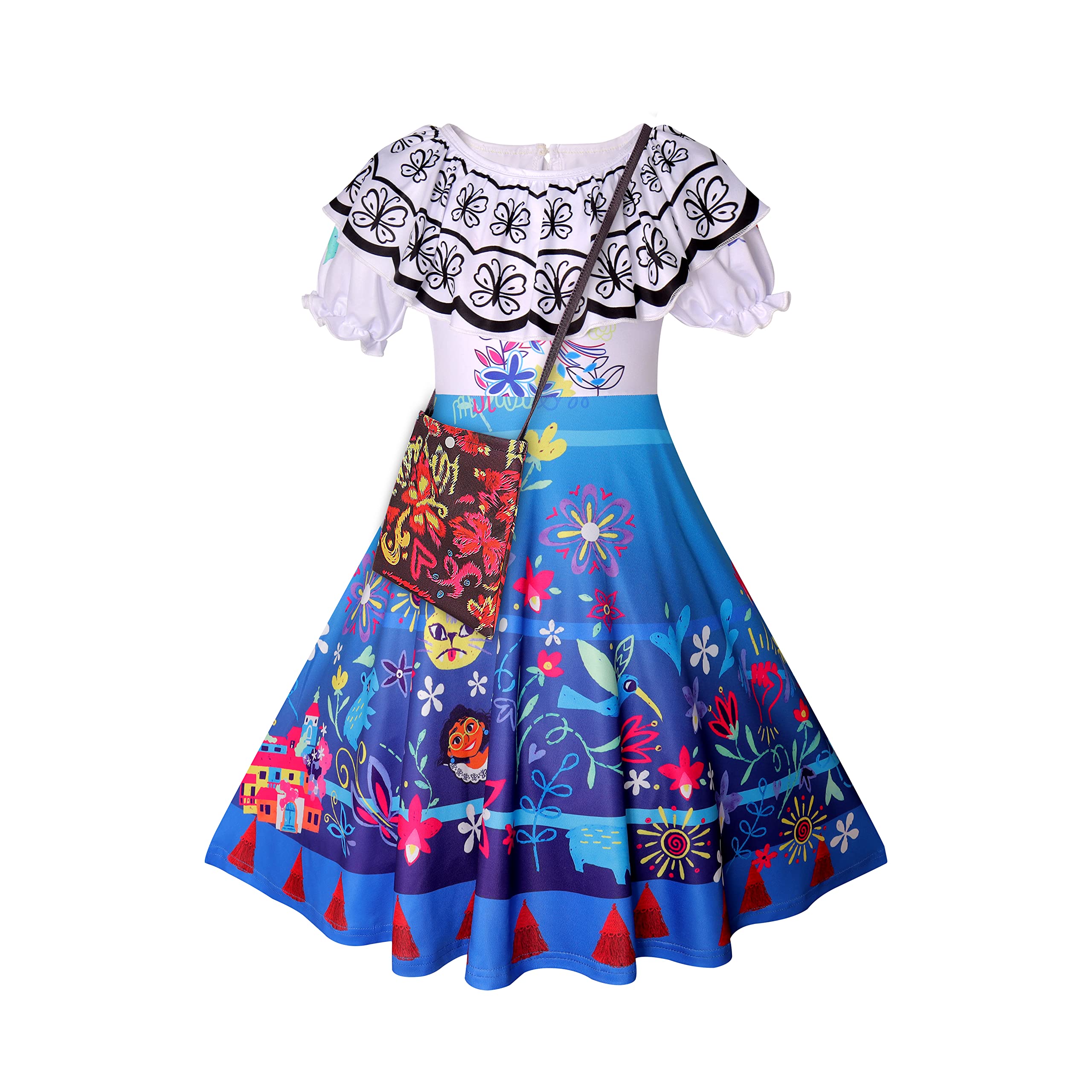 **AOVCLKID Girls Princess Dress Up Costume - Elegant Cosplay Halloween Party Dress with Matching Purse for Kids Birthday, Tea Party & Dress-Up Play**