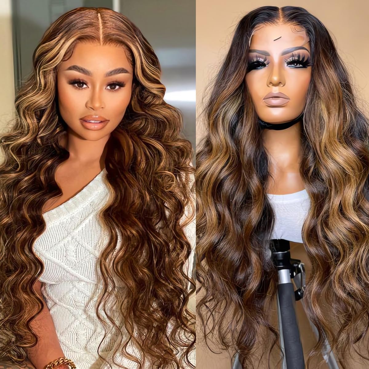 Mariska 427 Body Wave 13x4 HD Lace Front Wig - 100% Human Hair for Black Women | Honey Blonde Fluffy Natural Look | Perfect for Daily Wear, Cosplay & Special Occasions