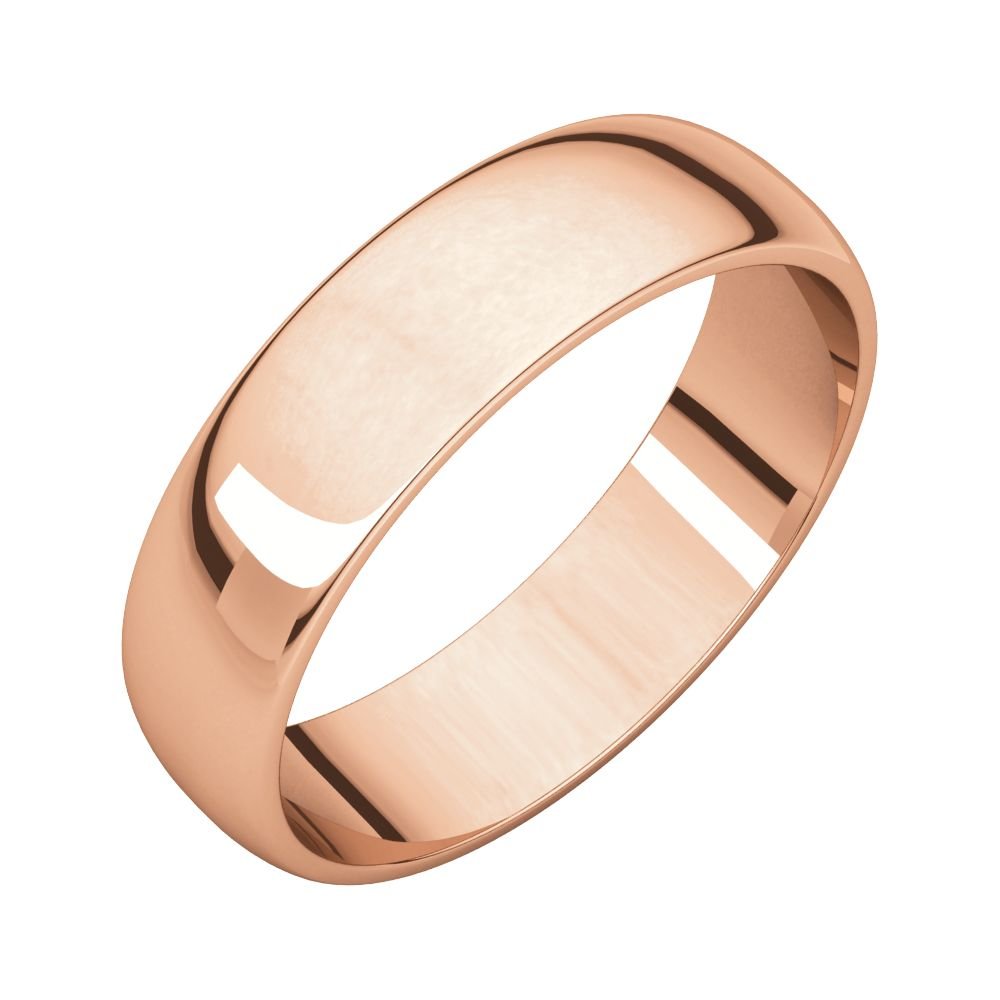 10K Rose Gold 5mm Half Round Wedding Band for Women - Perfect for Bridal & Anniversary Gifts