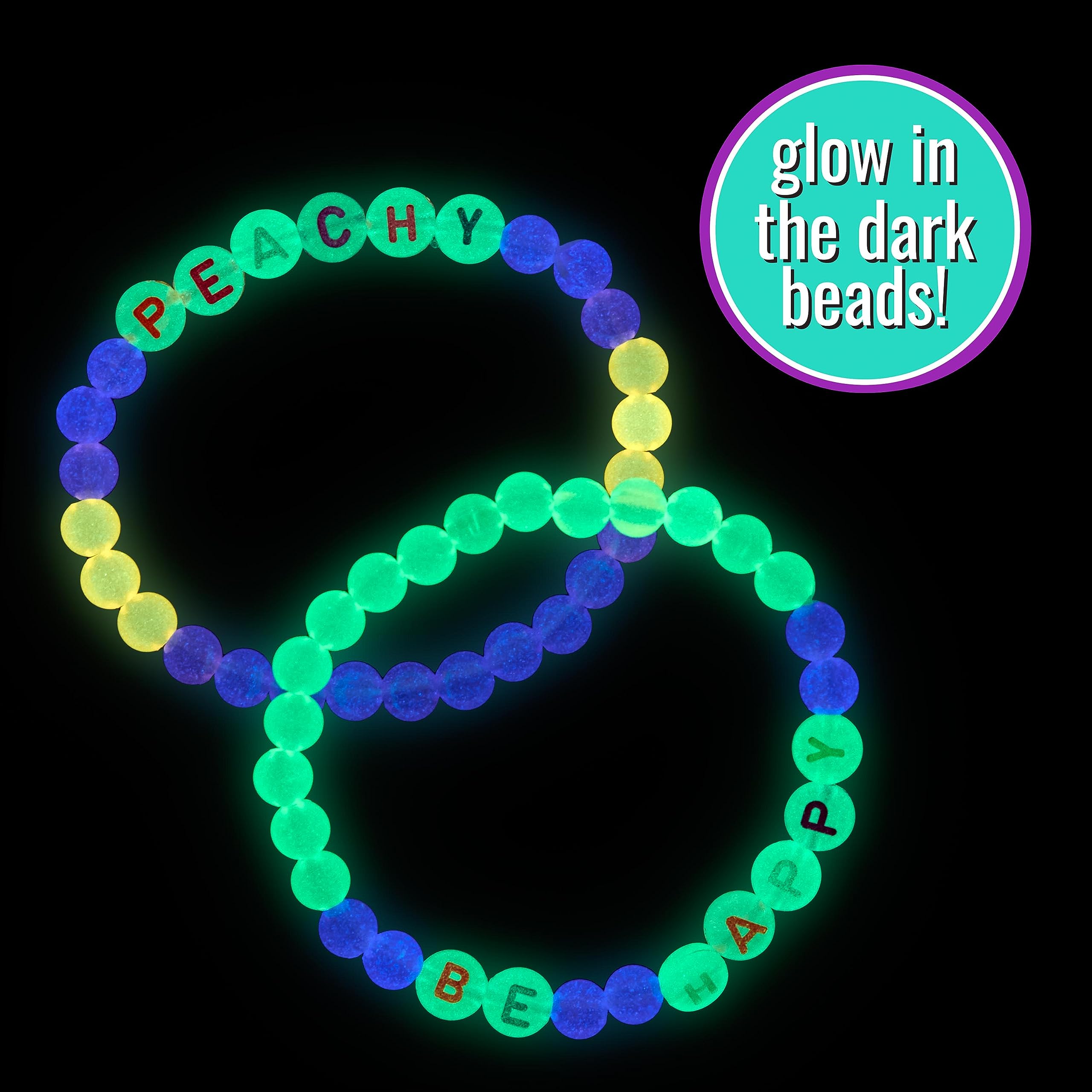 16-Piece Glow in the Dark Beaded Friendship Bracelets Set - Colorful Letter Message Bracelets for Kids & Teens - Perfect for Parties, Gifts, and Sharing with Friends