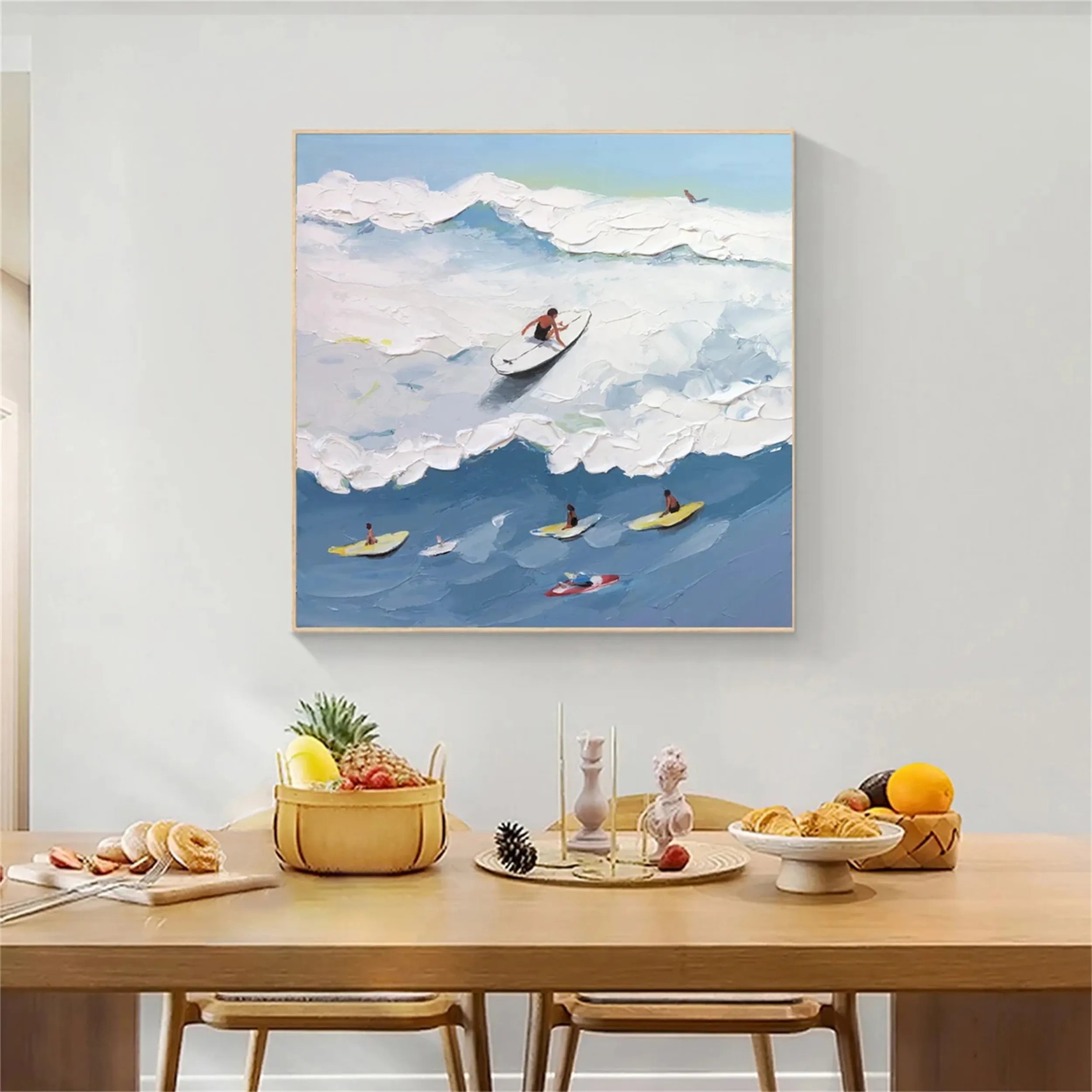 Seascape and Snowy Peak Landscape Painting - Wall Art Decor for Living Room, Bedroom, Office #SP017