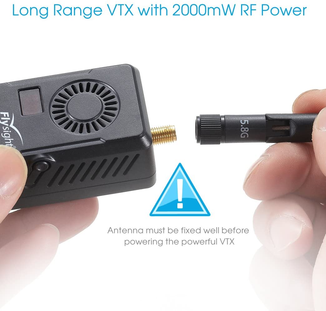 Flysight Black Mamba 5.8Ghz 2W FPV Transmitter - Long Range Drone Video Transmission for Racing Drones and FPV Quadcopters | Perfect for Outdoor Aerial Photography and HD Live Streaming