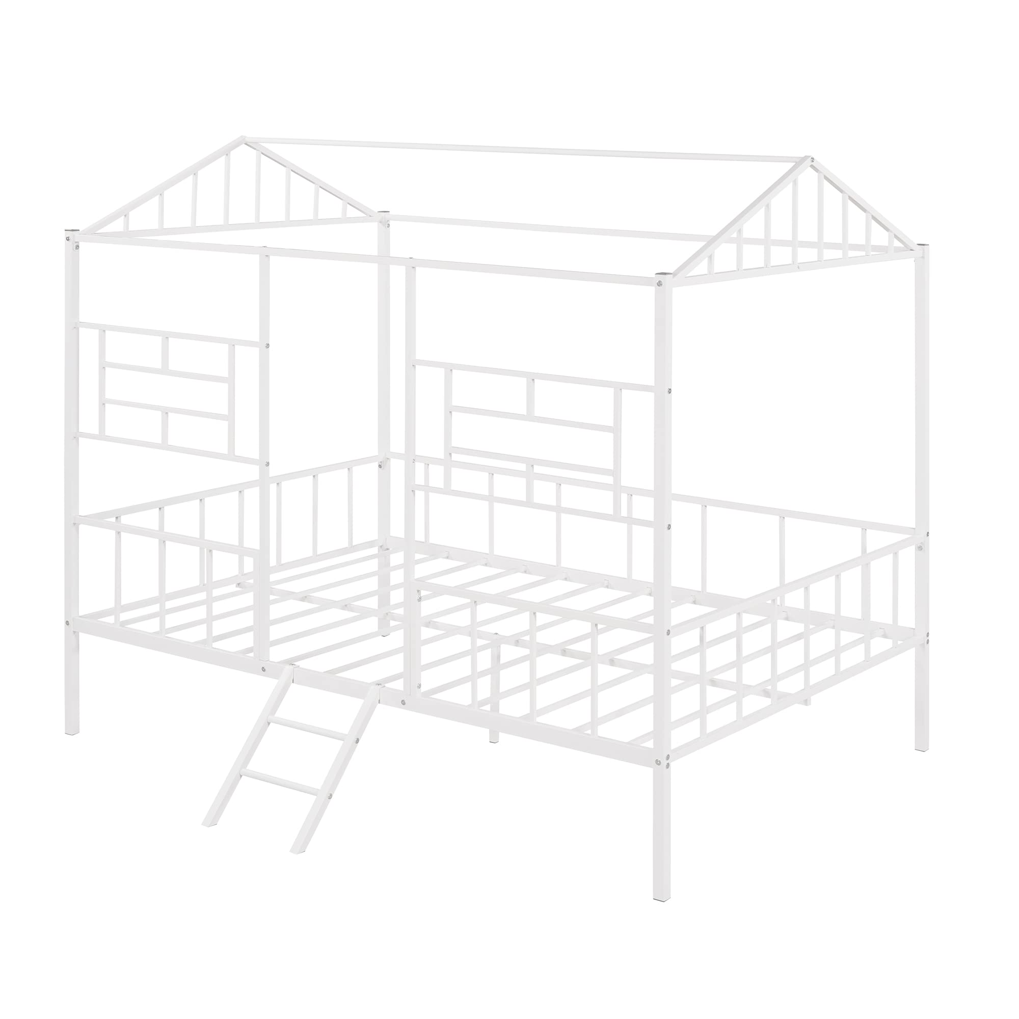 Full Size Metal House Bed Frame with Slatted Support - No Box Spring Needed | Tree House Design for Kids, Teens, Boys & Girls | Perfect for Bedrooms, Playrooms & Kids' Room Decor