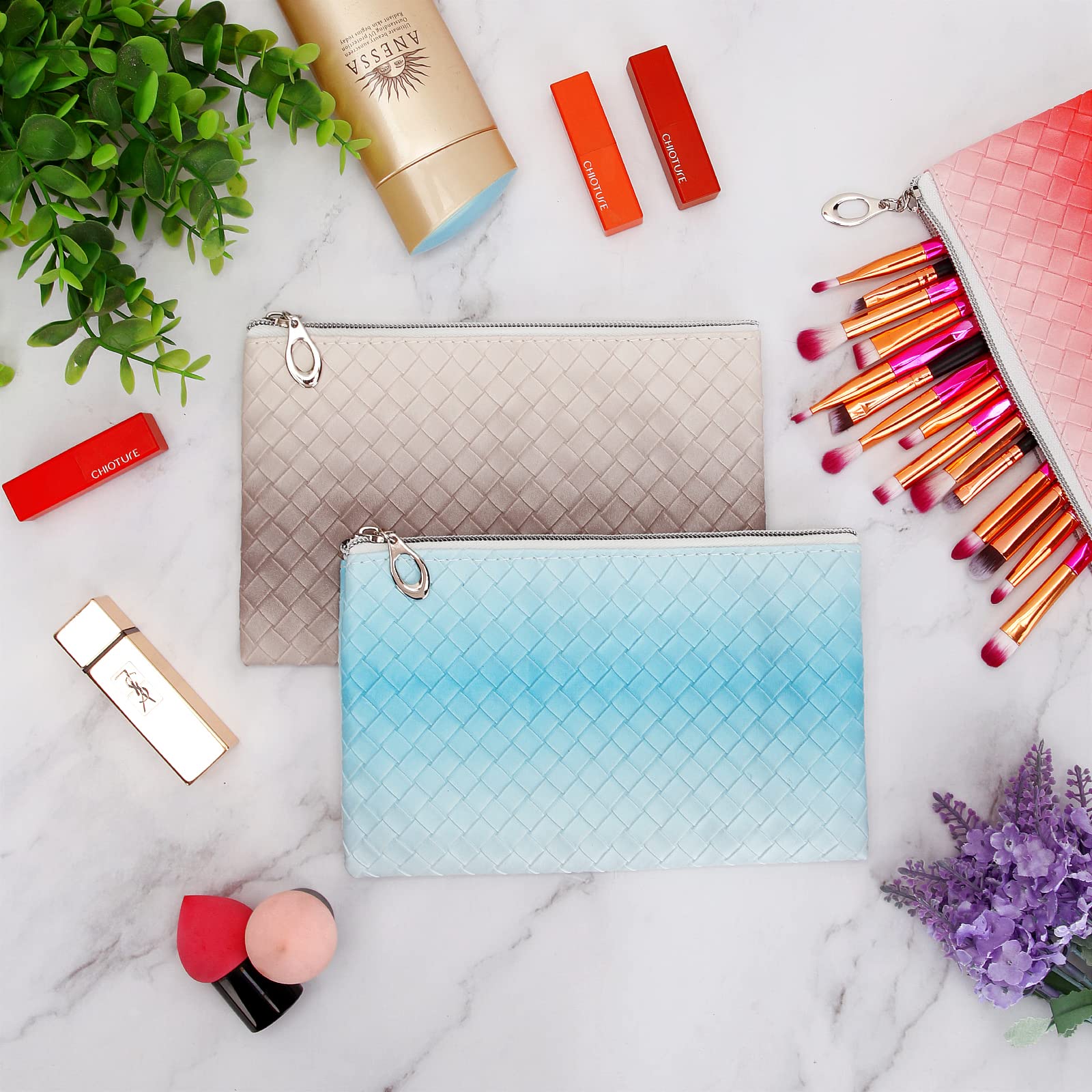 HAOGUAGUA 6-Piece Waterproof Travel Makeup Bag Set - Zippered Cosmetic Organizer Pouch for Toiletries, Purse & Travel Accessories (Style 1) - Perfect for Vacation, Gym & Daily Essentials Storage