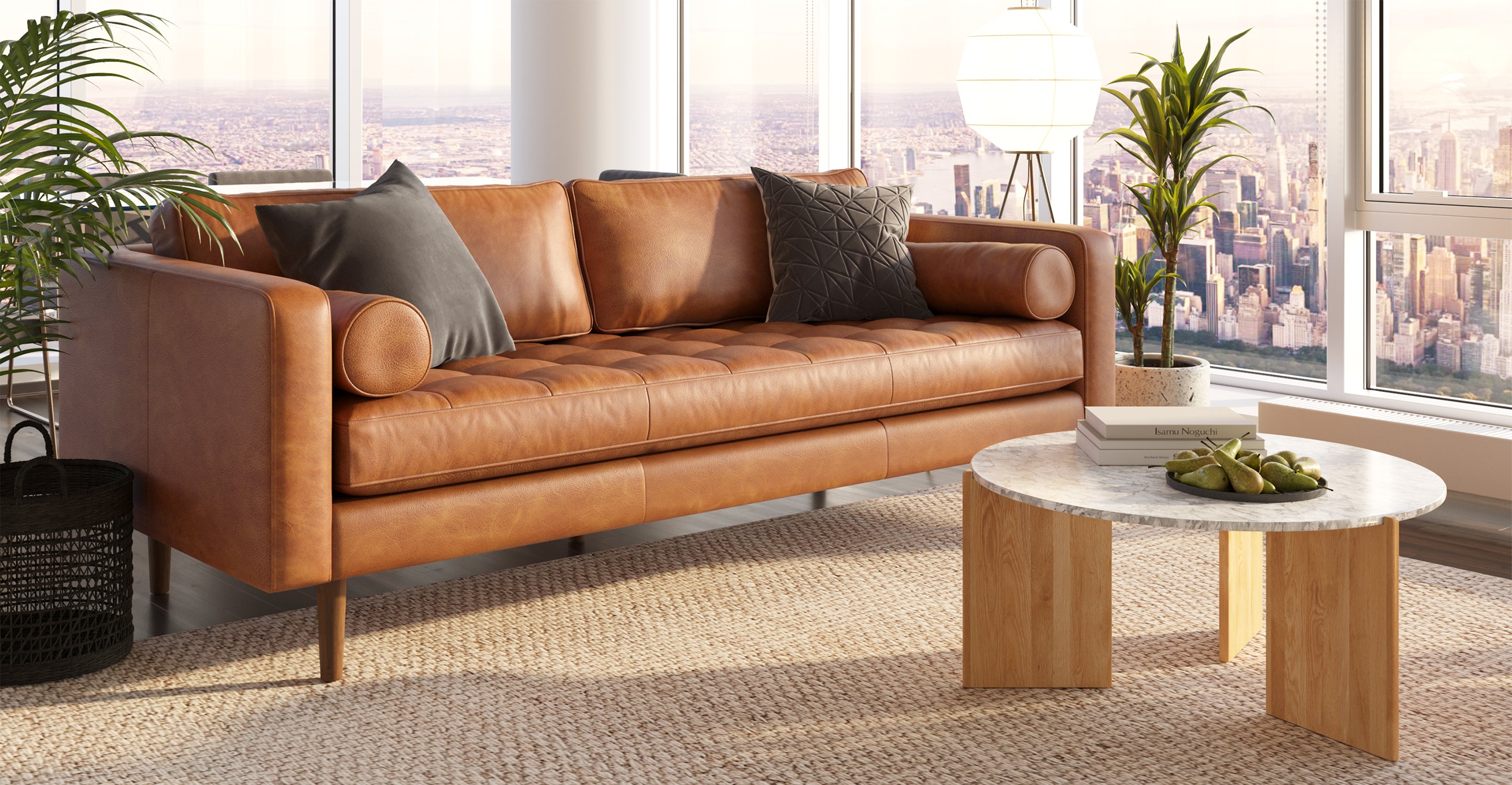Premium Napa Leather Sofa - Modern Luxury Living Room Furniture for Home & Office - Perfect for Relaxing, Entertaining & Stylish Decor