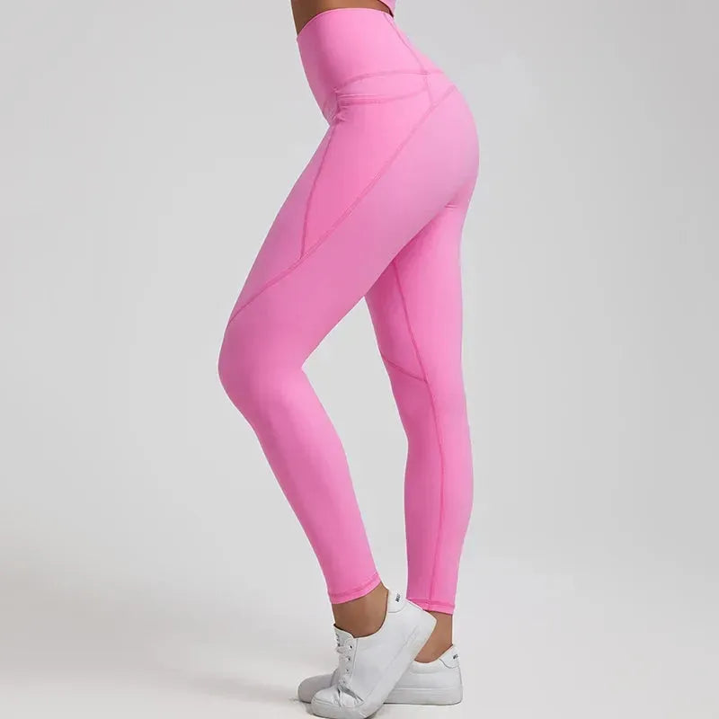 Seamless Nude Yoga Pants for Women - 3 Pocket High Waisted Gym Leggings with Push Up Effect | Perfect for Workouts, Running & Lounge Wear