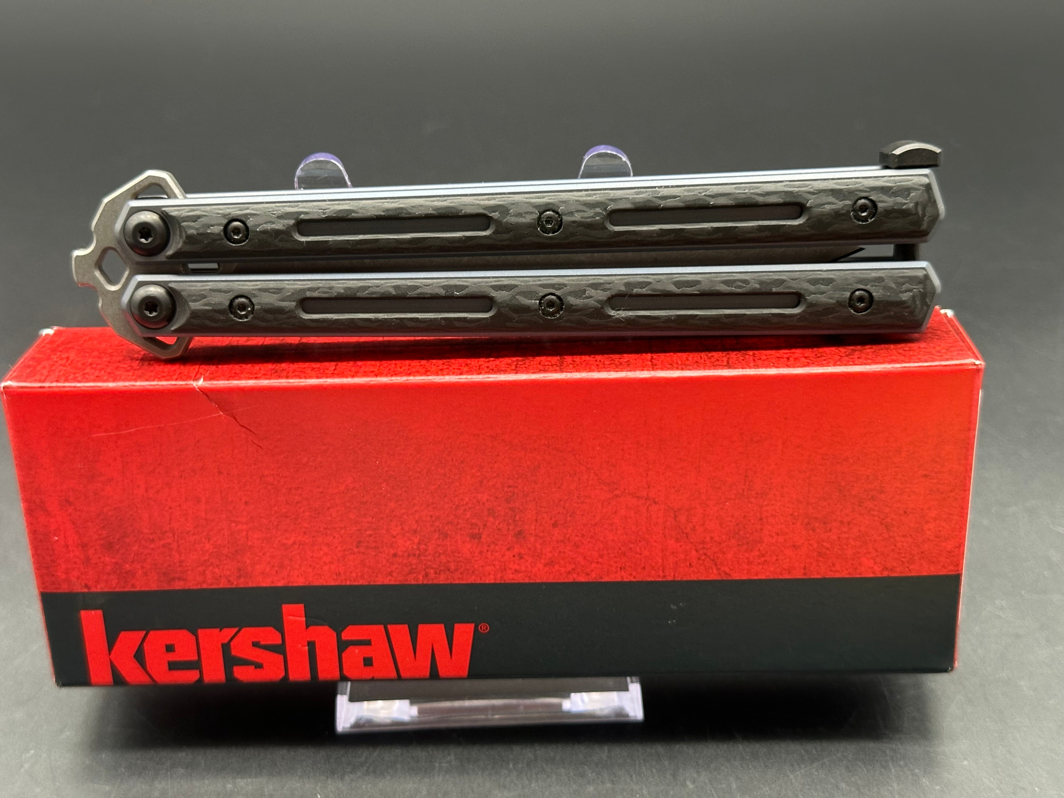 Kershaw Lucha CF Balisong Butterfly Knife - Premium Carbon Fiber Handle, Razor Sharp Blade for EDC, Outdoor, and Tactical Use
