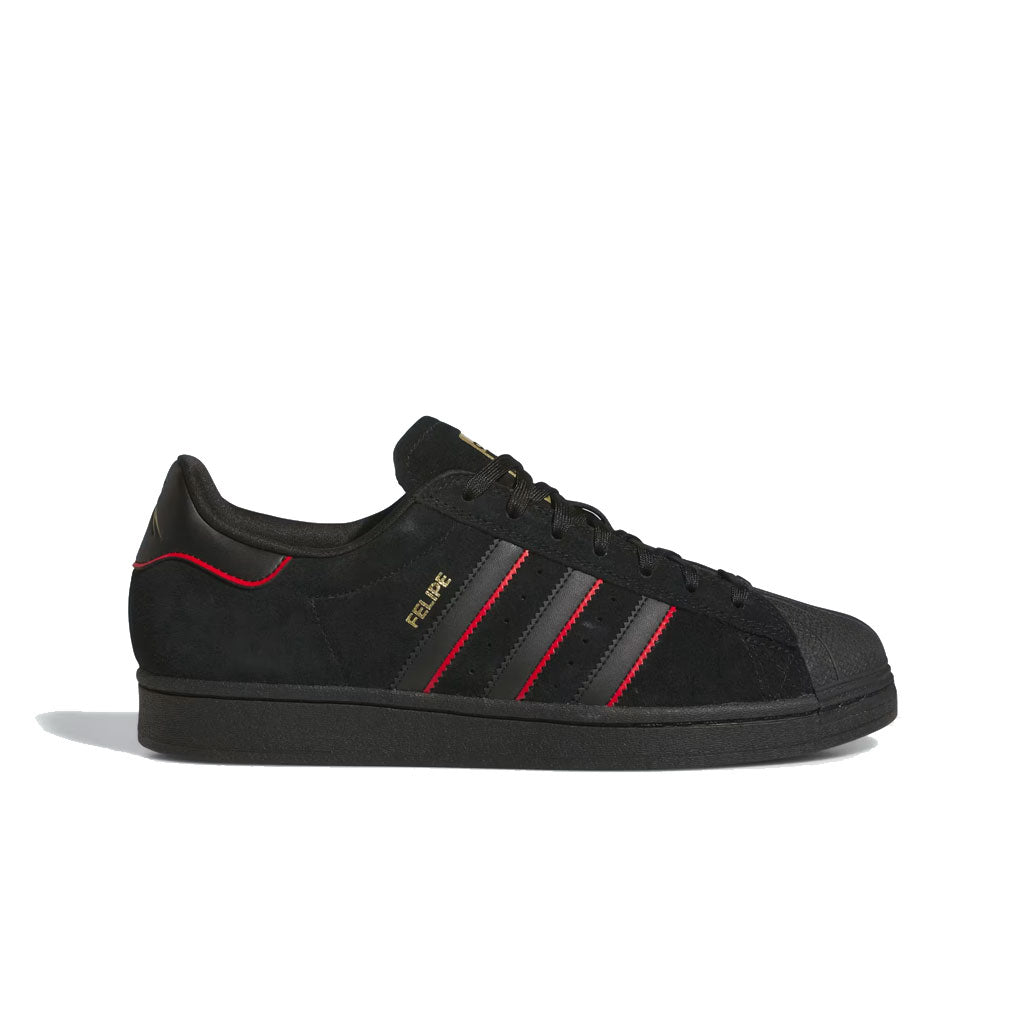 Adidas Superstar x Felipe Gustavo Sneakers - Core Black/Better Scarlet/Gold Metallic - Men's Skateboarding Shoes for Streetwear & Casual Wear
