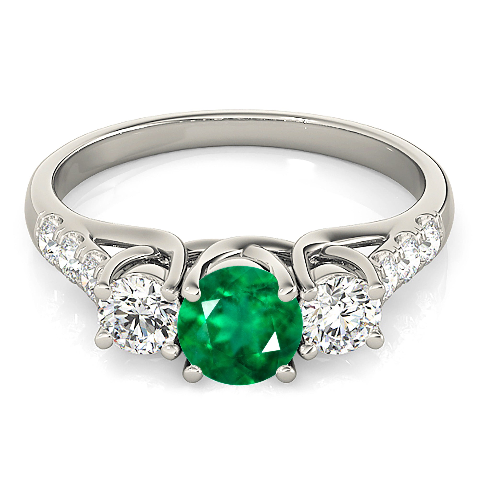 1.15 Carat Genuine Emerald Diamond Ring for Women - 14K Gold Wedding Engagement Ring with Side Stones - Elegant Gift for Anniversary, Birthday & Special Occasions