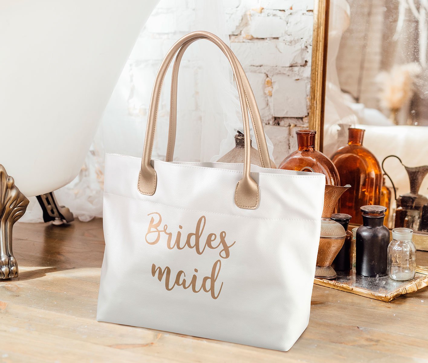 Lillian Rose Gold Bridesmaid Tote Bag - Elegant Wedding Party Gift for Bridesmaids, Bachelorette & Rehearsal Dinner - Perfect for Bridal Shower & Special Occasions