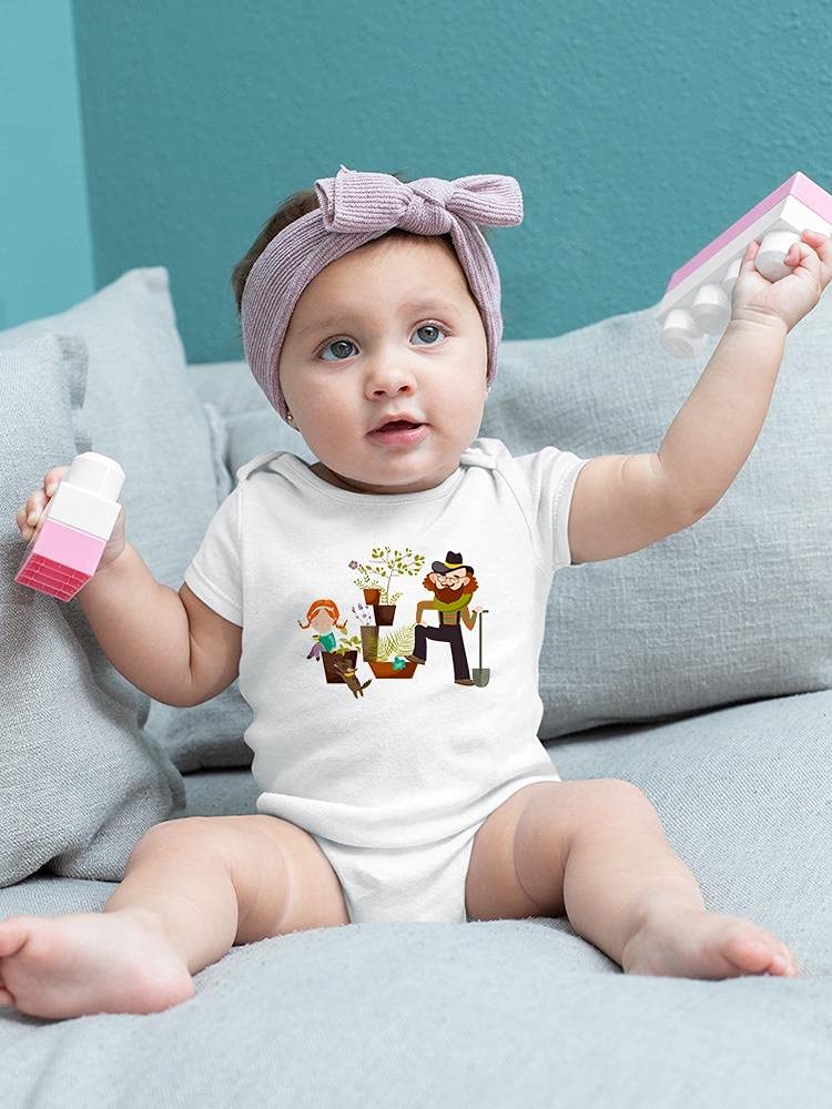 Smartprints Father Daughter And Plants Bodysuit - Cute Matching Baby Outfit for Family Photos & Special Occasions