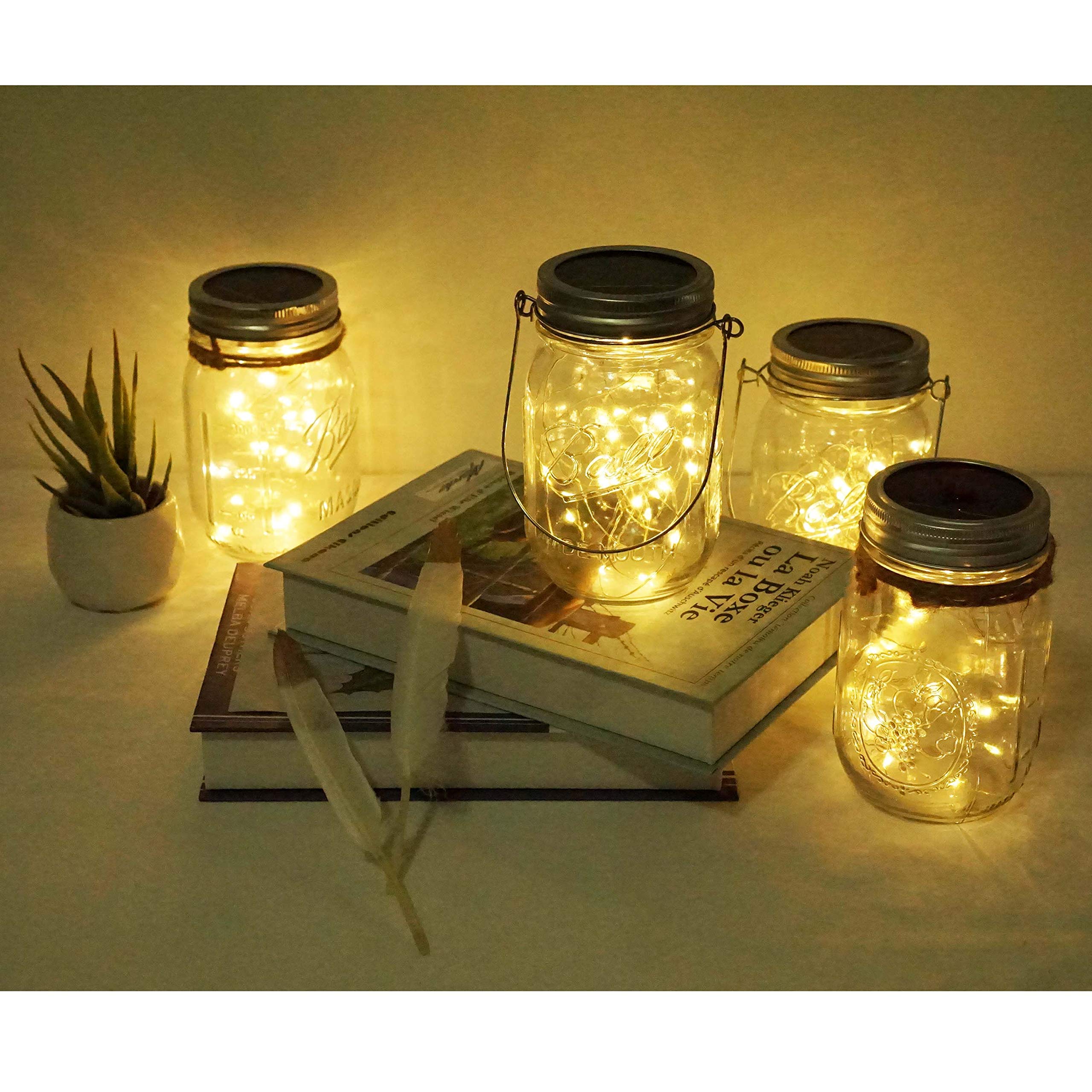 10 Pack Solar Mason Jar Lid Lights - 30 LED Waterproof Firefly Fairy Lights with Hangers (No Jars Included) - Outdoor String Lights for Patio, Garden, Wedding & Lantern Decor (Warm White) | Perfect for Backyard Parties, Romantic Evenings & Holiday Lighting