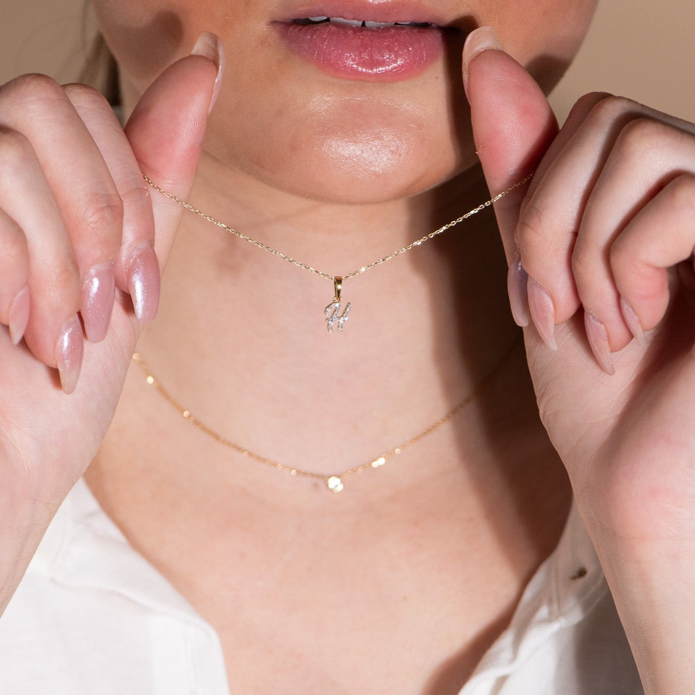 14K Solid Yellow Gold Cursive Diamond Initial Necklace - Personalized Name Jewelry for Women, Gift for Her, Birthday, Anniversary, Valentine's Day