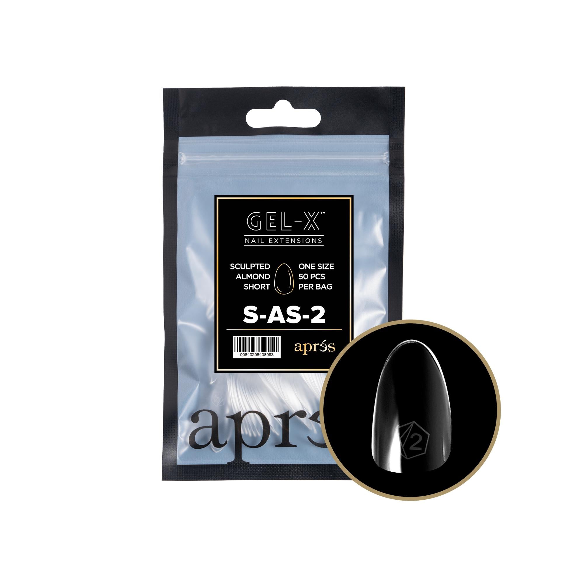 Apres Gel X 2.0 Refill Bags - Sculpted Almond Short Size 2 (50 Pcs) | Professional Nail Extension Kit for Salon & Home Manicure | Perfect for DIY Nail Art & Special Occasions