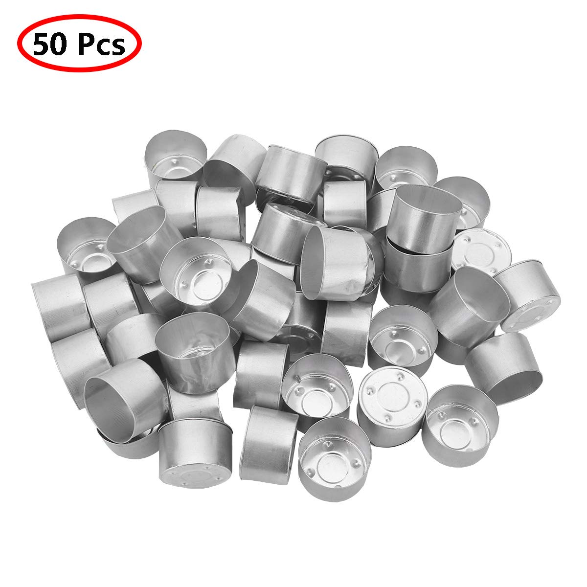 Aislor 50-Pack Silver Tea Light Cups in Bulk - Premium Tealight Candle Tins for Weddings, Parties & Home Decor