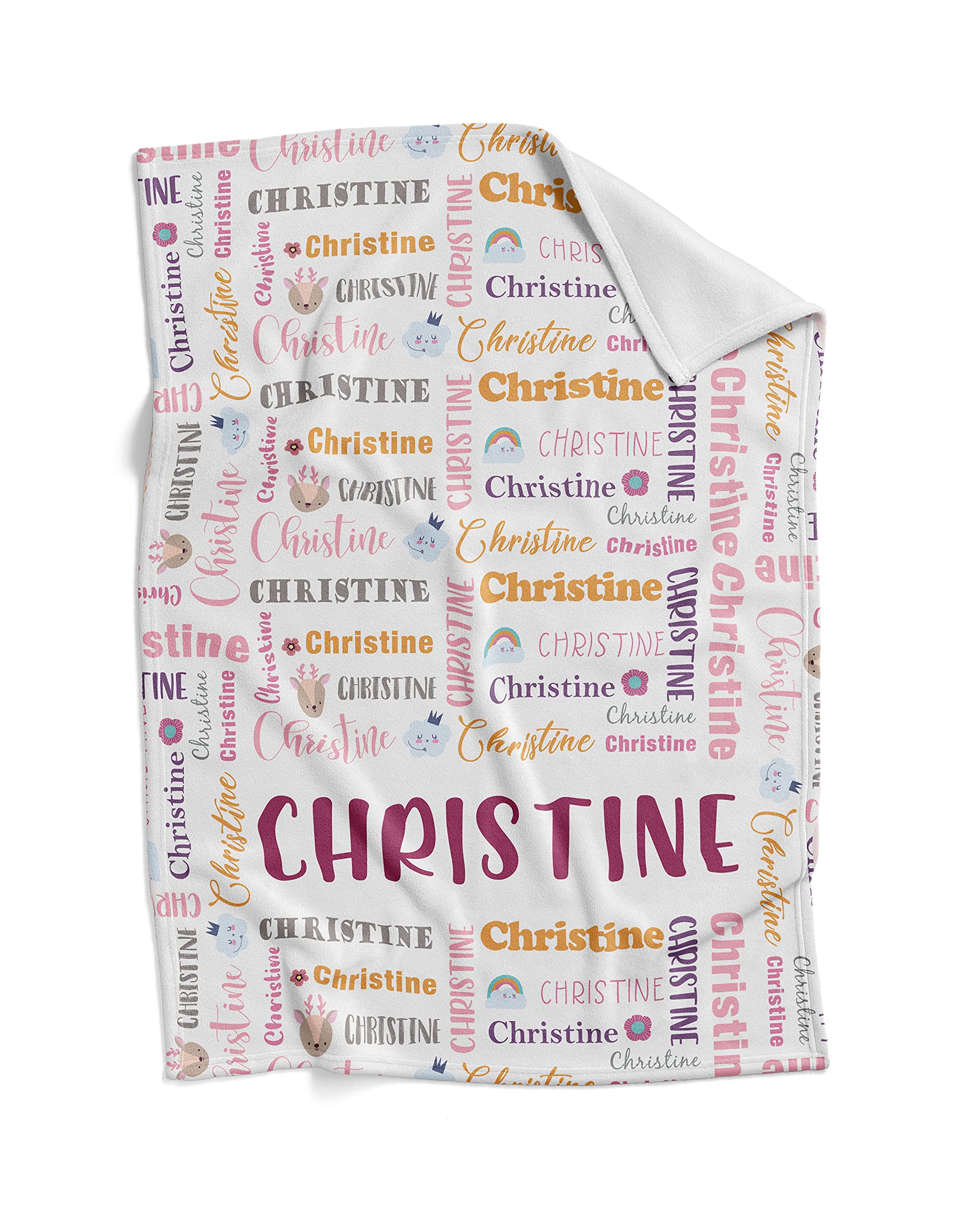 Personalized Baby Blankets for Girls with Name - Custom Monogram Fleece Blanket - Soft Newborn Gift for Baby Shower, Christening & Nursery Decor (Girl)