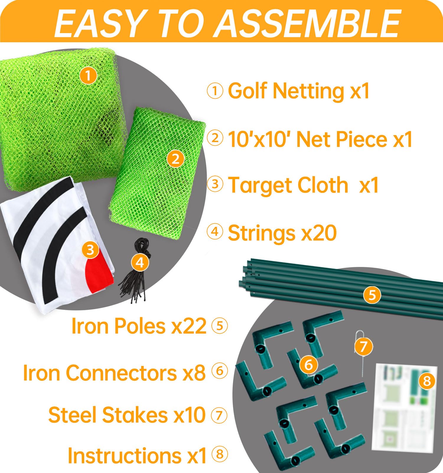 Premium Heavy Duty Golf Practice Hitting Net for Backyard & Indoor Use - Portable Golf Driving Cage with Sturdy Frame - Perfect for Home Training, Driving Range Practice & Backyard Golf Sessions