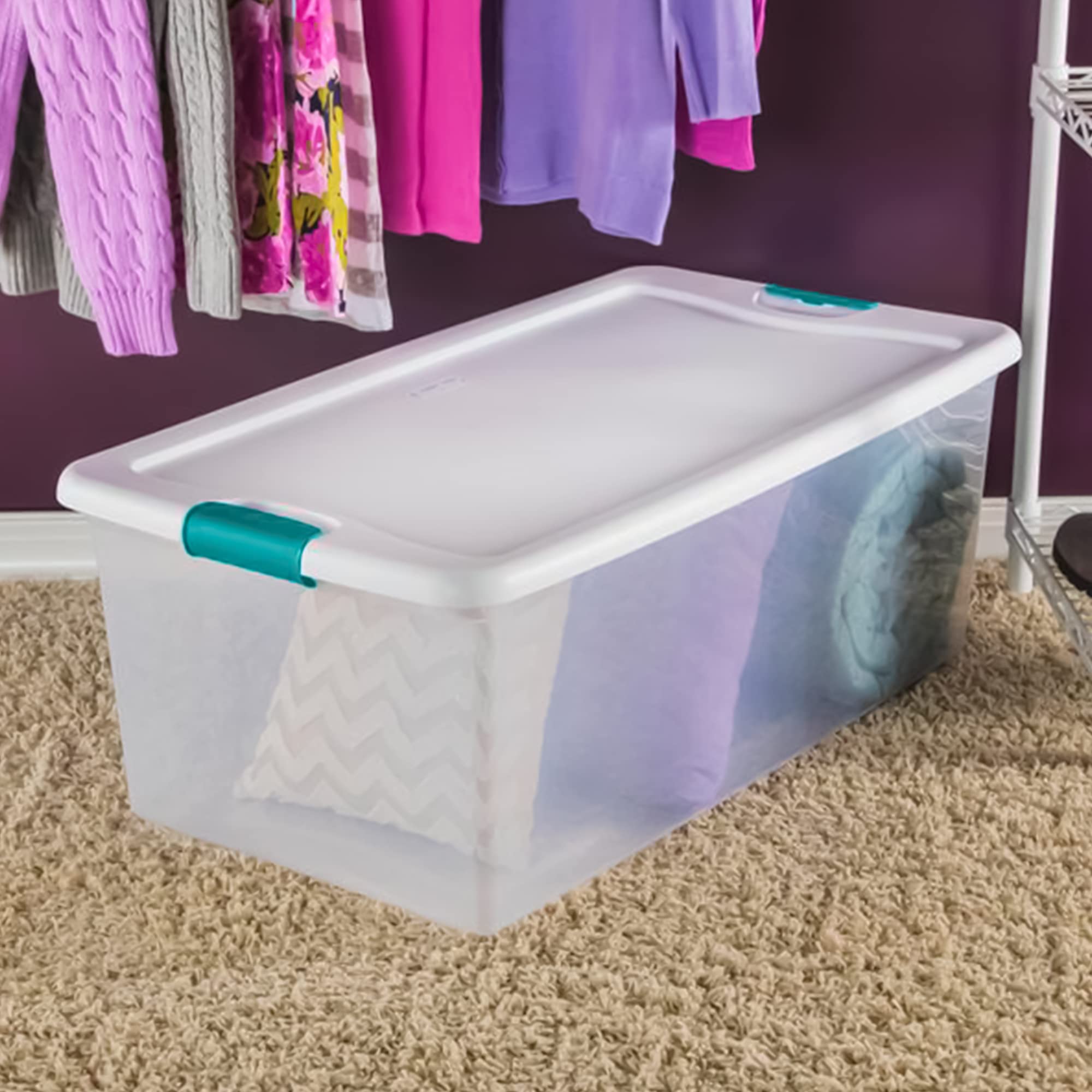 Sterilite 4-Pack & 6-Pack Latching Storage Bins with Lids - 106 Qt & 64 Qt Clear Plastic Organizing Totes for Home, Office, Garage & Closet Organization
