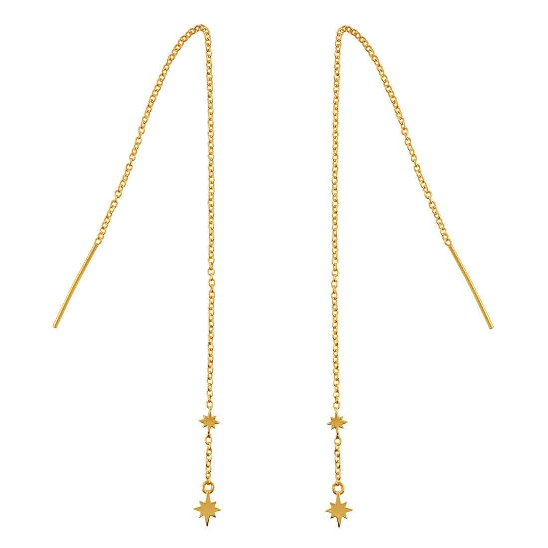 Celestial Gold Threaders - 14K Gold Plated Earrings for Women, Minimalist Dainty Hoop Earrings for Daily Wear, Perfect Gift for Her | Elegant Jewelry for Parties, Dates & Special Occasions