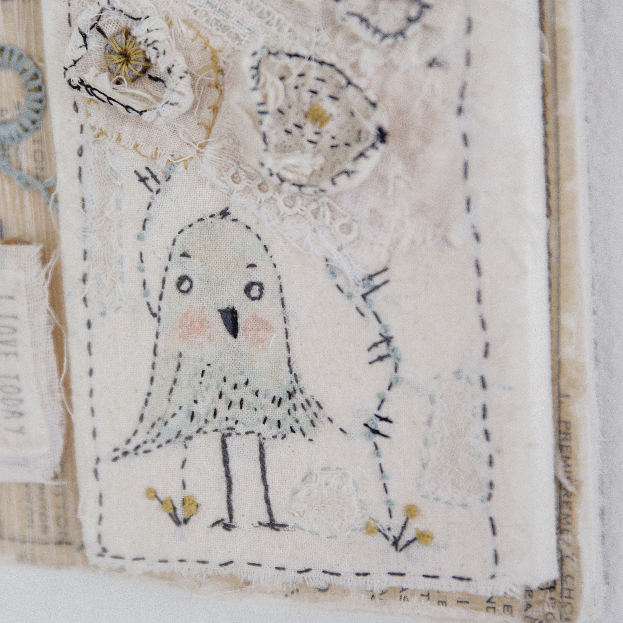 Hutch Studio Birds the Word Fabric Art Collection | Grounded - Modern Wall Decor for Living Room, Bedroom & Office | Handmade Fabric Art Panels