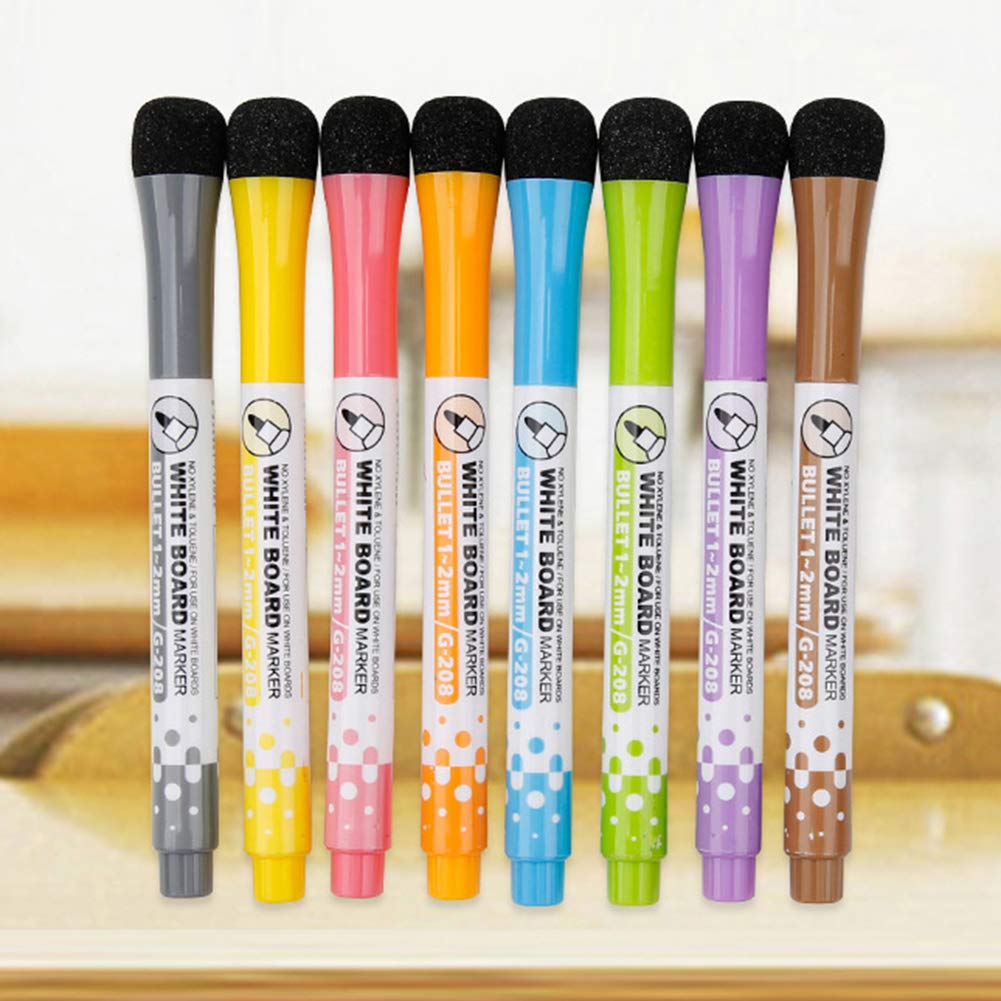 Magnetic Whiteboard Markers with Eraser - 12 Pack Dry Erase Markers for Whiteboard, Glass & Office Use - Smooth Writing, Low Odor, Non-Toxic - Perfect for Classrooms, Meetings & Home Office Organization (Orange)