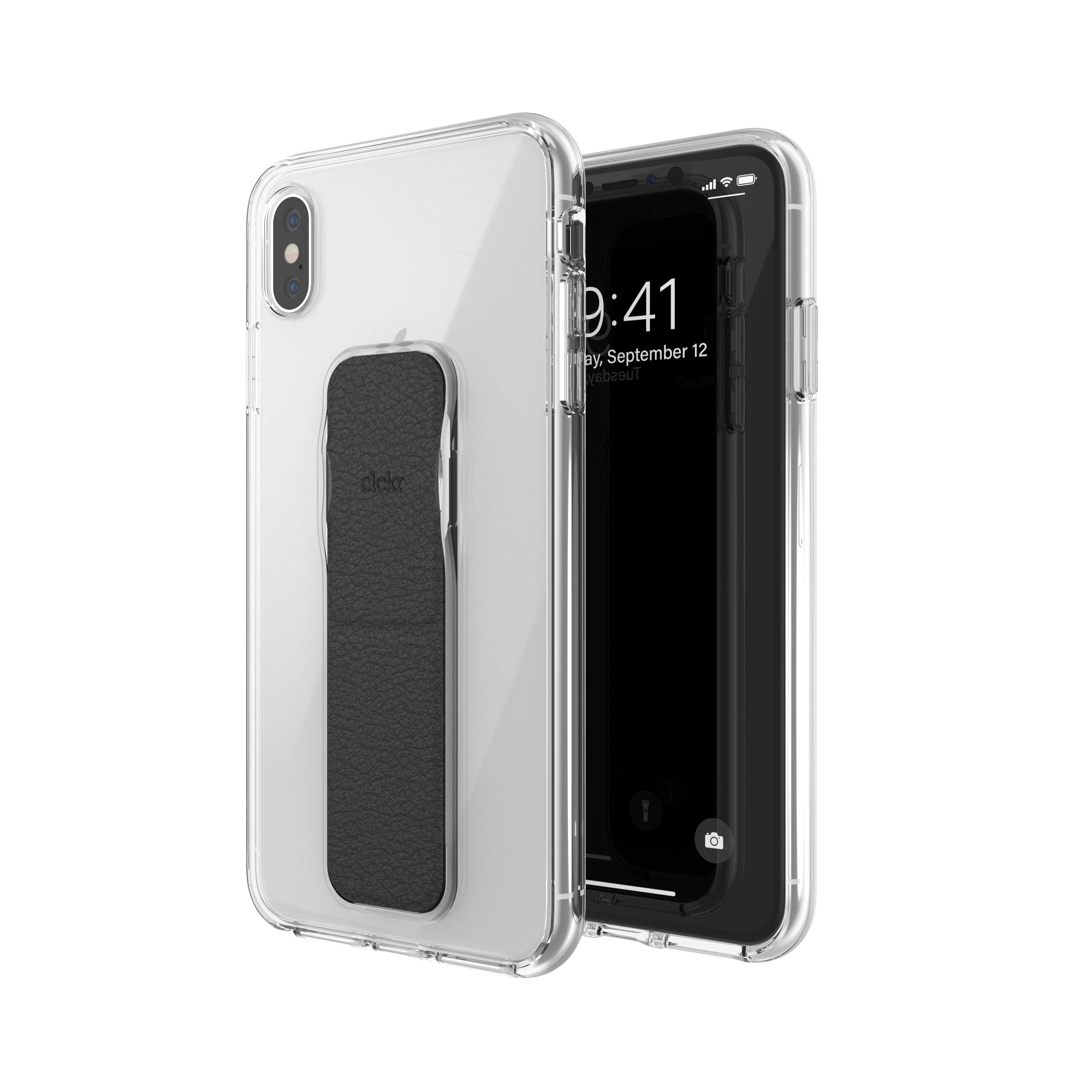 CLCKR iPhone Xs Max Case with Kickstand & Phone Grip - Expandable Stand, Protective Cover with Holder (Black) - Perfect for Watching Videos, Gaming & Hands-Free Use