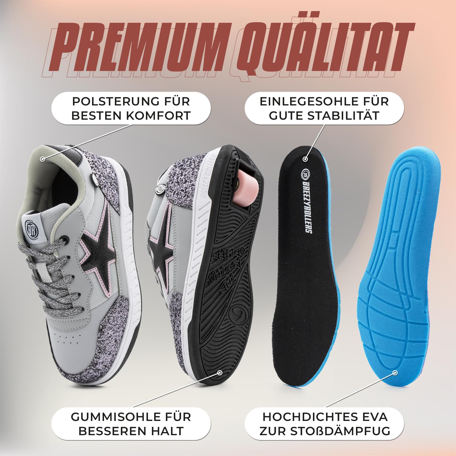 Breezy Rollers Kids Wheel Shoes | Convertible Roller Skates to Street Shoes in Seconds | Patented Click System | Perfect for Outdoor Play, Birthday Gifts & Fun Activities