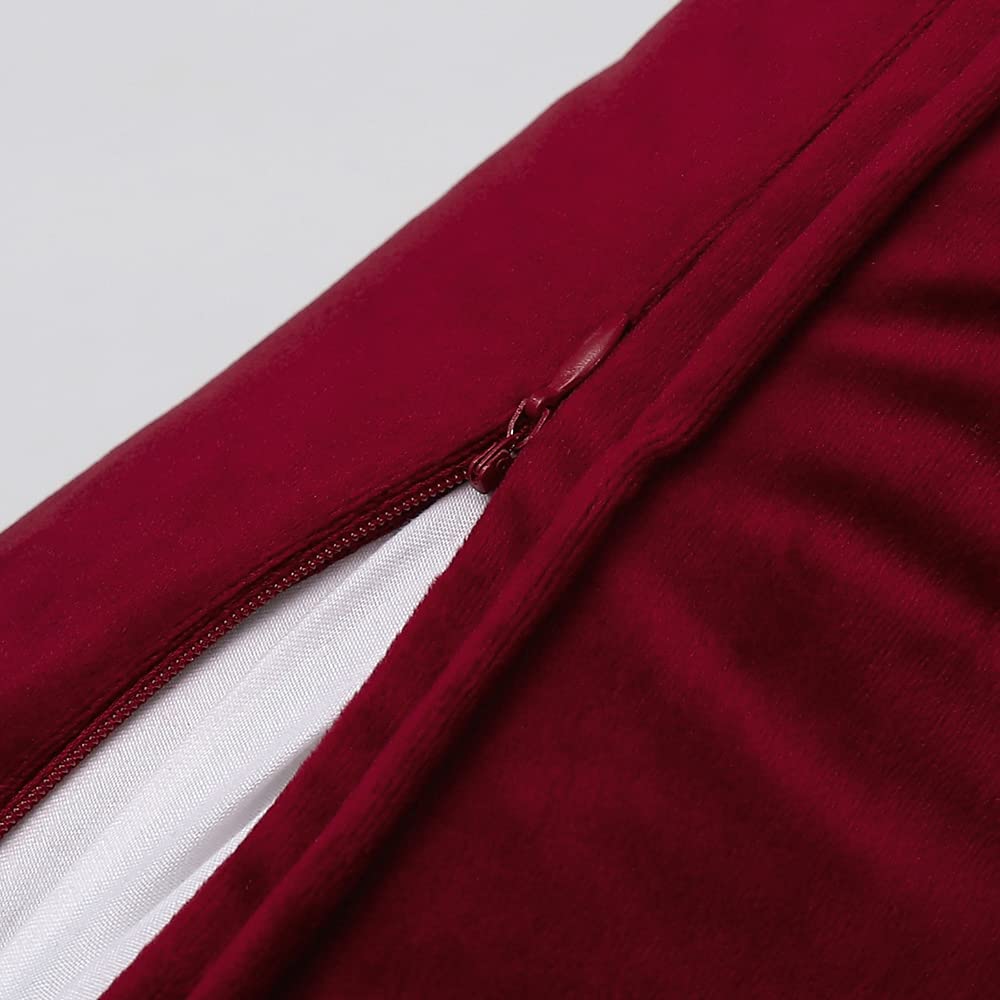 Set of 2 Red Velvet Throw Pillow Covers 18x18 Inch - Soft Decorative Square Pillow Cases for Bed, Couch, Sofa - Perfect for Living Room Decor, Home Styling & Cozy Comfort