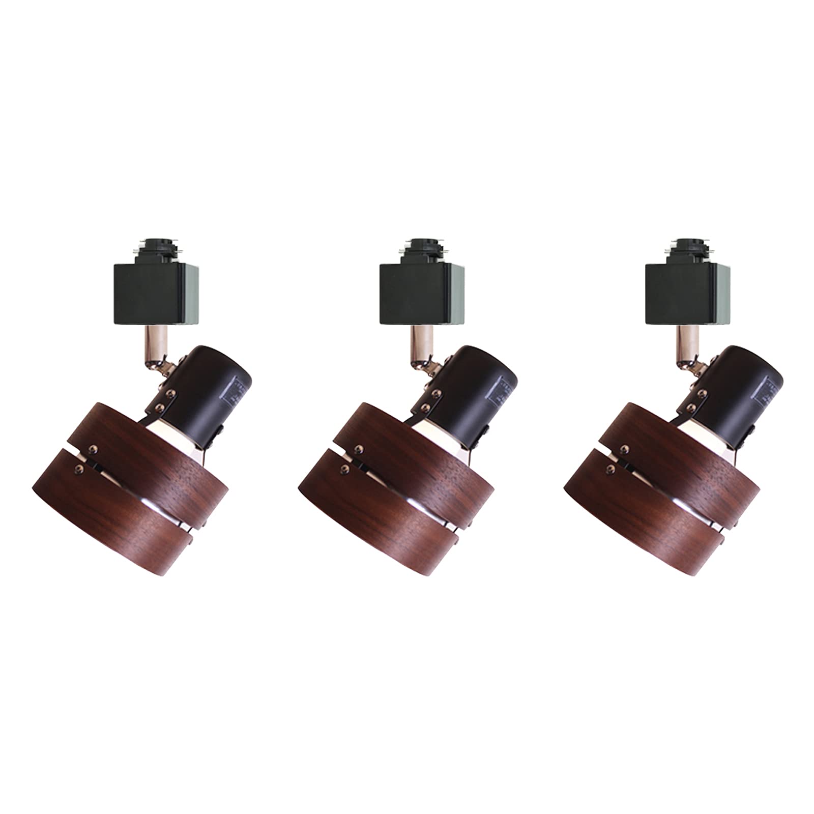 Vintage Adjustable Angle 3-Light H-Type Track Lighting Fixture with Black Walnut Shade - E26 Base Ceiling Light for Gallery, Loft, Office & Kitchen (Bulbs & Track Not Included) | Perfect for Modern & Industrial Spaces